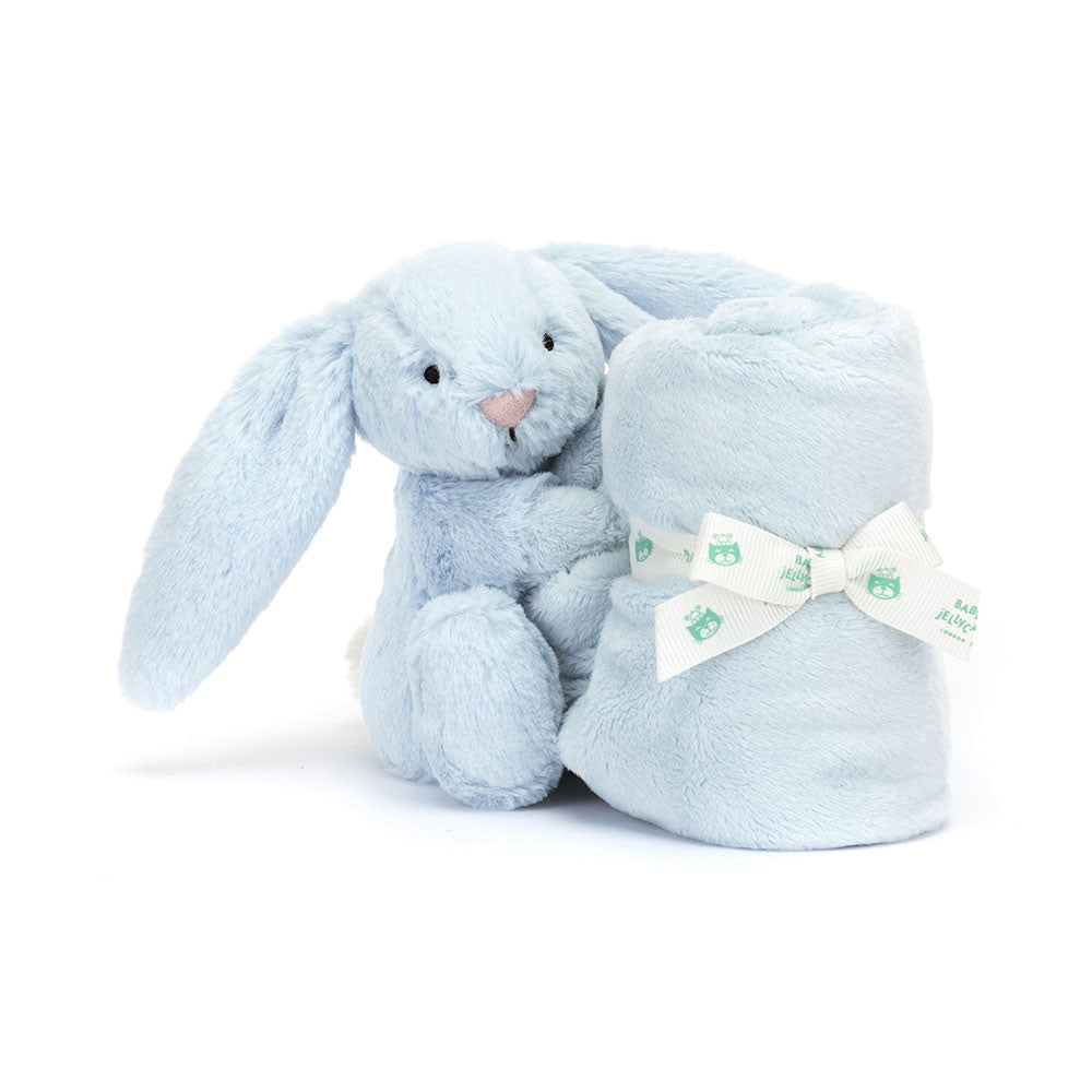 Bashful Blue Bunny Soother - Soft Baby Lovey Blanket for Comfort & Sleep | Perfect for Nursery, Stroller & Travel