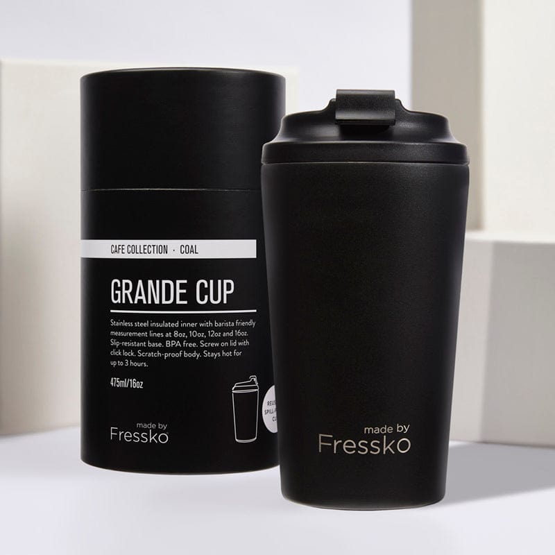 Fressko Grande 16oz Reusable Coffee Cup - Insulated Travel Mug for Hot & Cold Drinks - Perfect for Office, Camping & Commuting