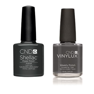 CND Shellac & Vinylux Combo - Asphalt Color Long-Lasting Nail Polish Set for Professional Salon & Home Manicures | Perfect for Gel & Regular Nail Polish Lovers