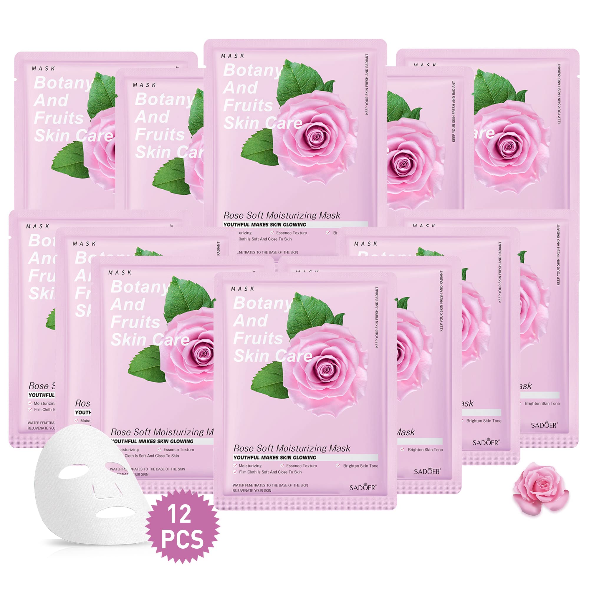 Jakuva 12PCS Collagen Facial Mask Set - Deep Hydrating Anti-Aging Face Sheet Masks for Wrinkle Reduction & Skin Firming, Rose Scented Skincare Treatment | Perfect for Spa Night, Self-Care Routine & Gift Giving