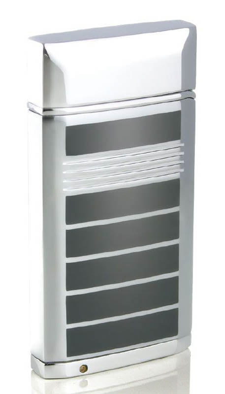 Caseti Flamei Single Flame Torch Lighter - Polished Chrome & Gray Lacquer Finish for Cigars, Candles, and Culinary Use