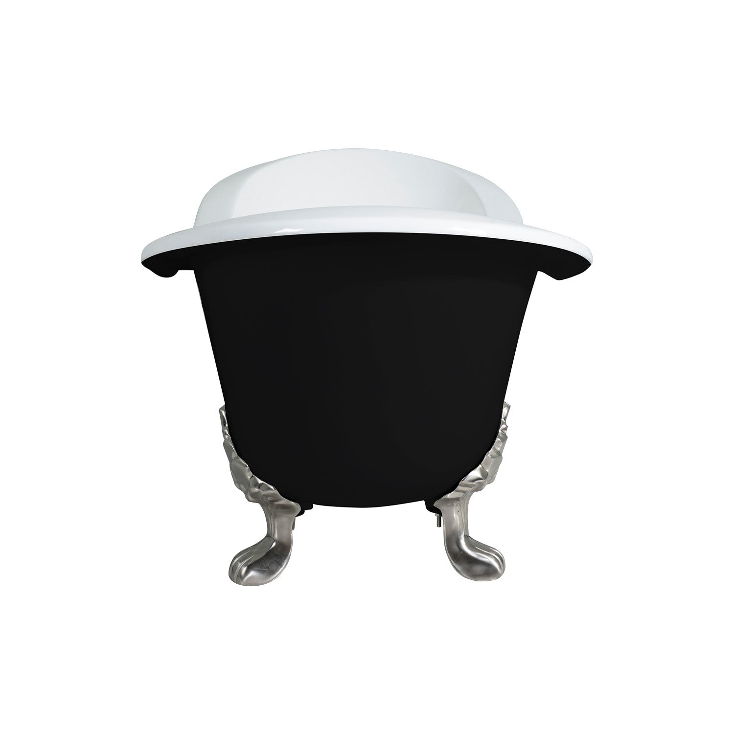 72 Inch Cast Iron Clawfoot Bathtub - Aqua Eden VBTND7231NC8 Oval Double Slipper Tub in Black/White/Brushed Nickel (No Faucet Holes) | Vintage Bathroom Decor, Luxury Spa Experience, Master Bathroom Centerpiece