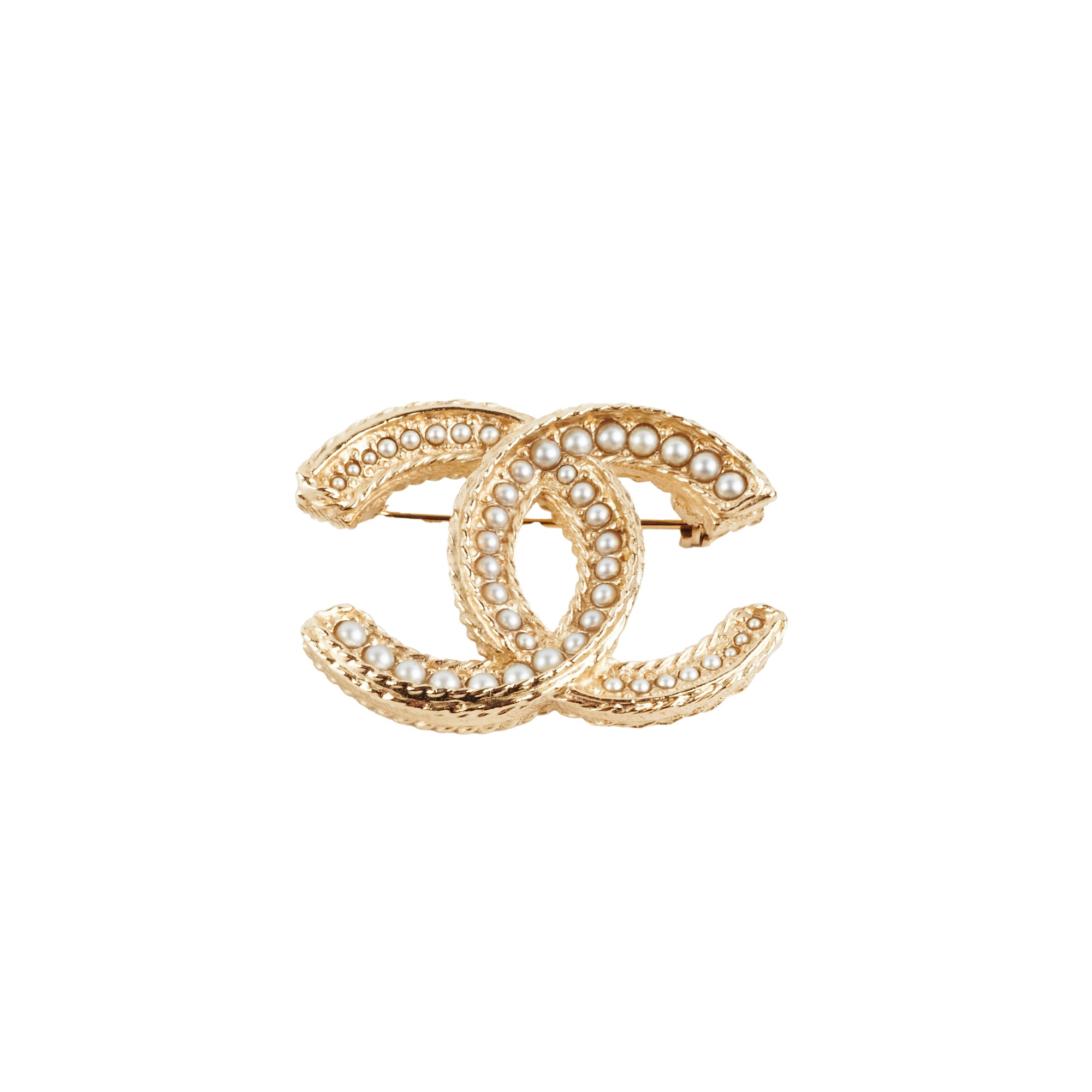 Chanel CC Logo Pearl Gold Brooch - Elegant Costume Jewelry for Women | Perfect for Parties, Weddings & Special Occasions