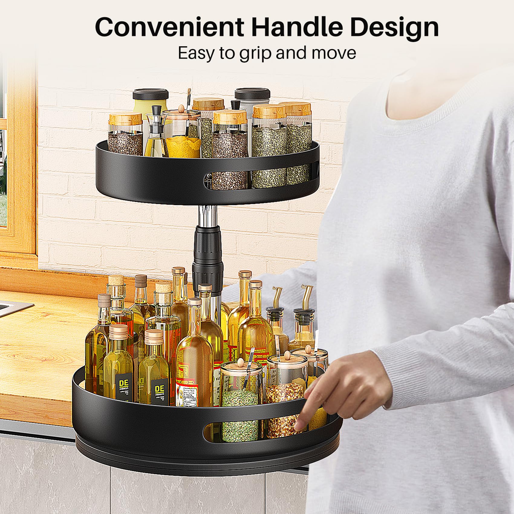 2-Tier Adjustable Lazy Susan Spice Rack Organizer - 10