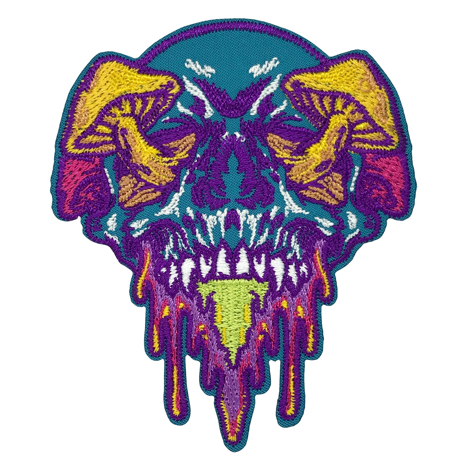 Skull Mushroom Iron On Patch - Punk Funny Embroidered Badge for DIY Clothes & Accessories | Sew On Applique Repair for Jeans, Jackets, Backpacks, Hats & Vests | Perfect for Punk Fashion, DIY Upcycling & Costume Design