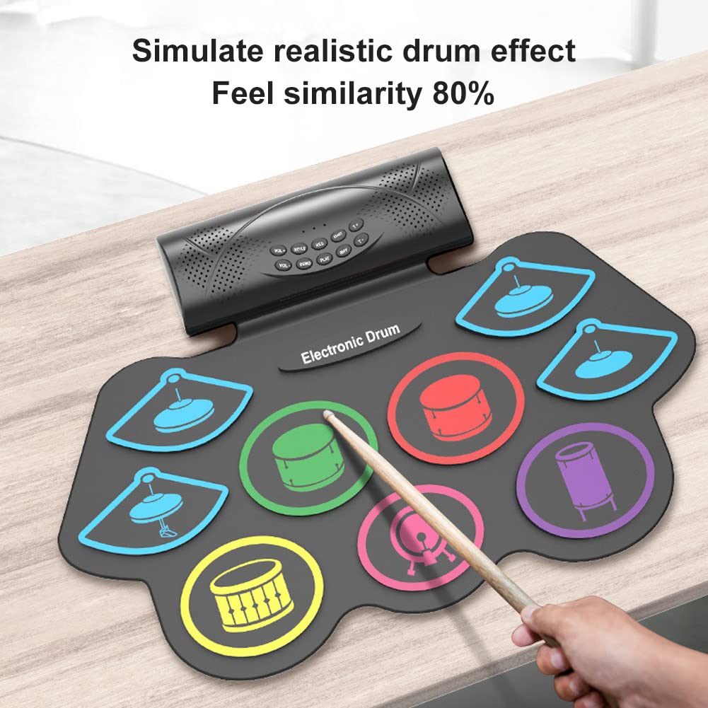 Hand-Rolled Portable Drum Set for Adults & Beginners - Bluetooth/APP Compatible with External Sound | Perfect for Home Practice, Live Performances & Travel