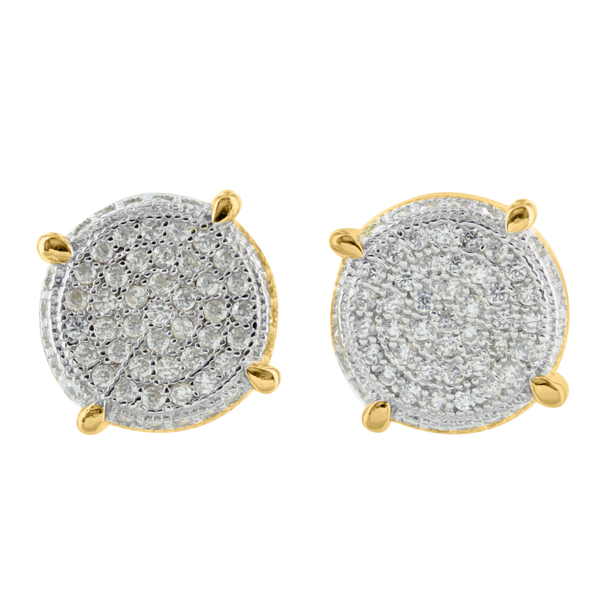 Round Sterling Silver Yellow Gold Plated Lab-Grown Diamond Stud Earrings for Women - Perfect for Weddings, Parties & Everyday Elegance