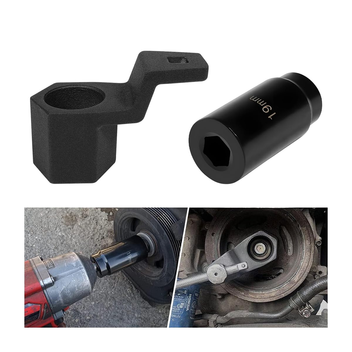 19mm Harmonic Balancer Socket & 50mm Crankshaft Pulley Wrench Tool Kit - Professional Car Crankshaft Pulley Removal Tool for A-cura Engines | Automotive Repair Accessories | Perfect for DIY Mechanics & Professional Garage Use