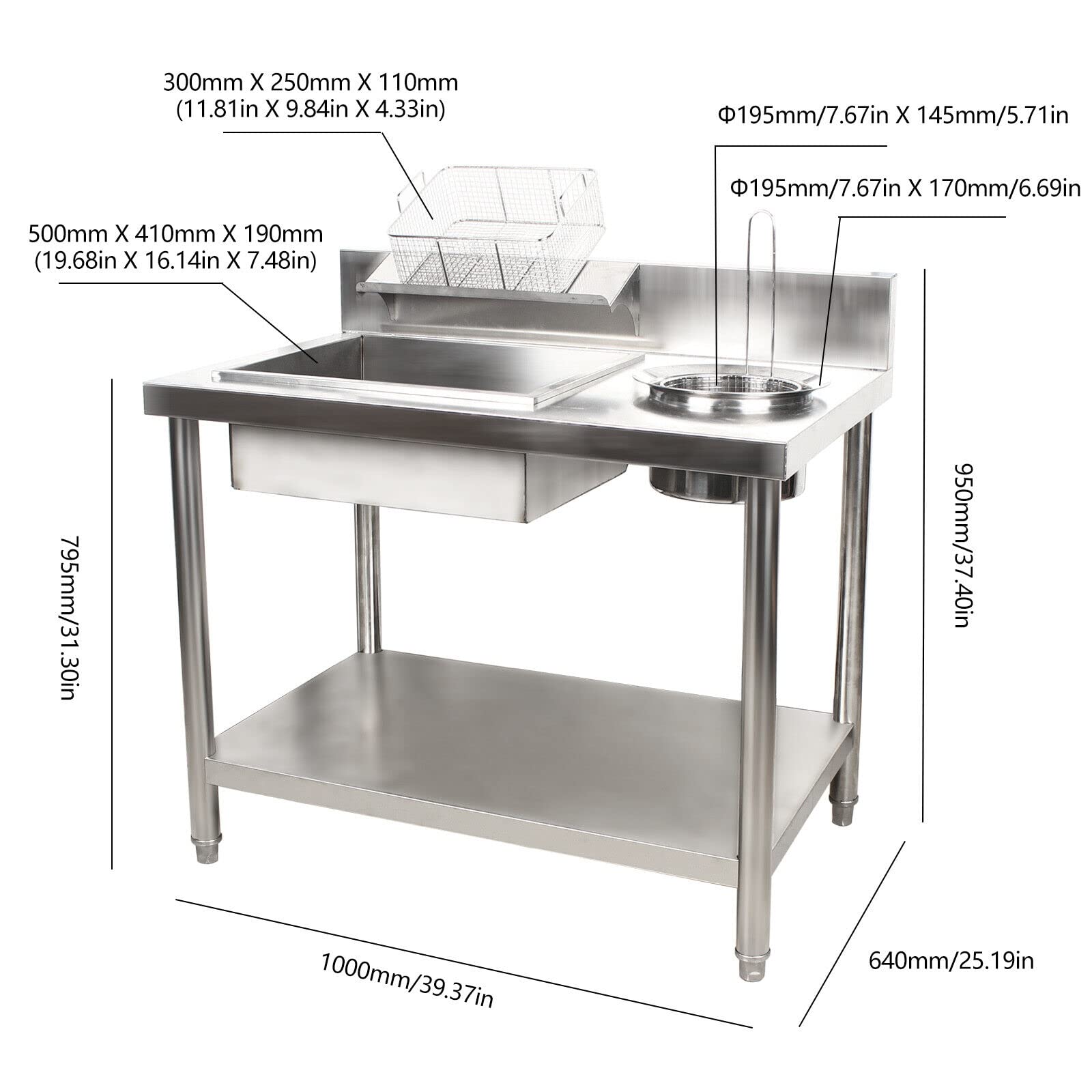 Commercial Stainless Steel Breading Table for Fried Food Preparation - Heavy Duty Restaurant Kitchen Station with Containers & Baskets - Perfect for Chicken, Fish, and Seafood Breading in Restaurants, Food Trucks, and Catering Businesses