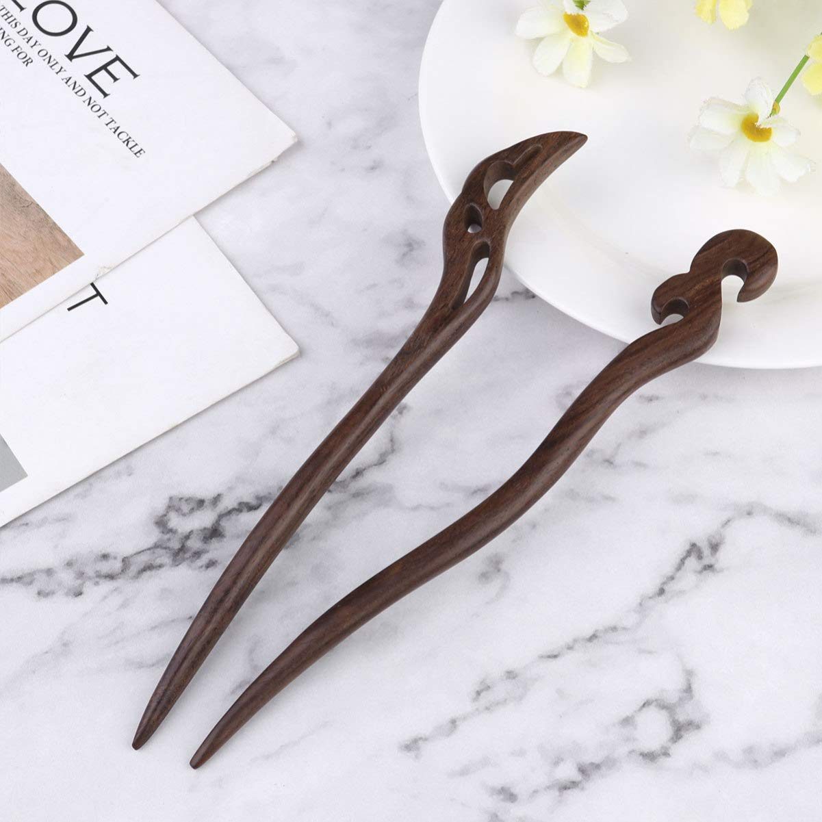6pcs Wooden Hair Sticks for Women - Fashion Hair Accessories for Updos & Braids