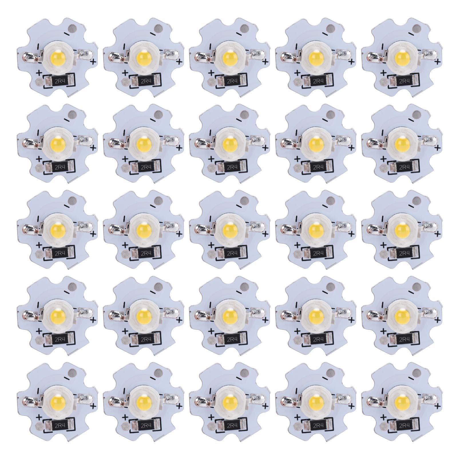 Watris Veiyi 25Pcs 5V LED Chip Bulbs - 200LM 3W High Power LED Lamp Beads for DIY Lighting, Home Decoration & Electronics Projects (Natural White Light, Energy Efficient)