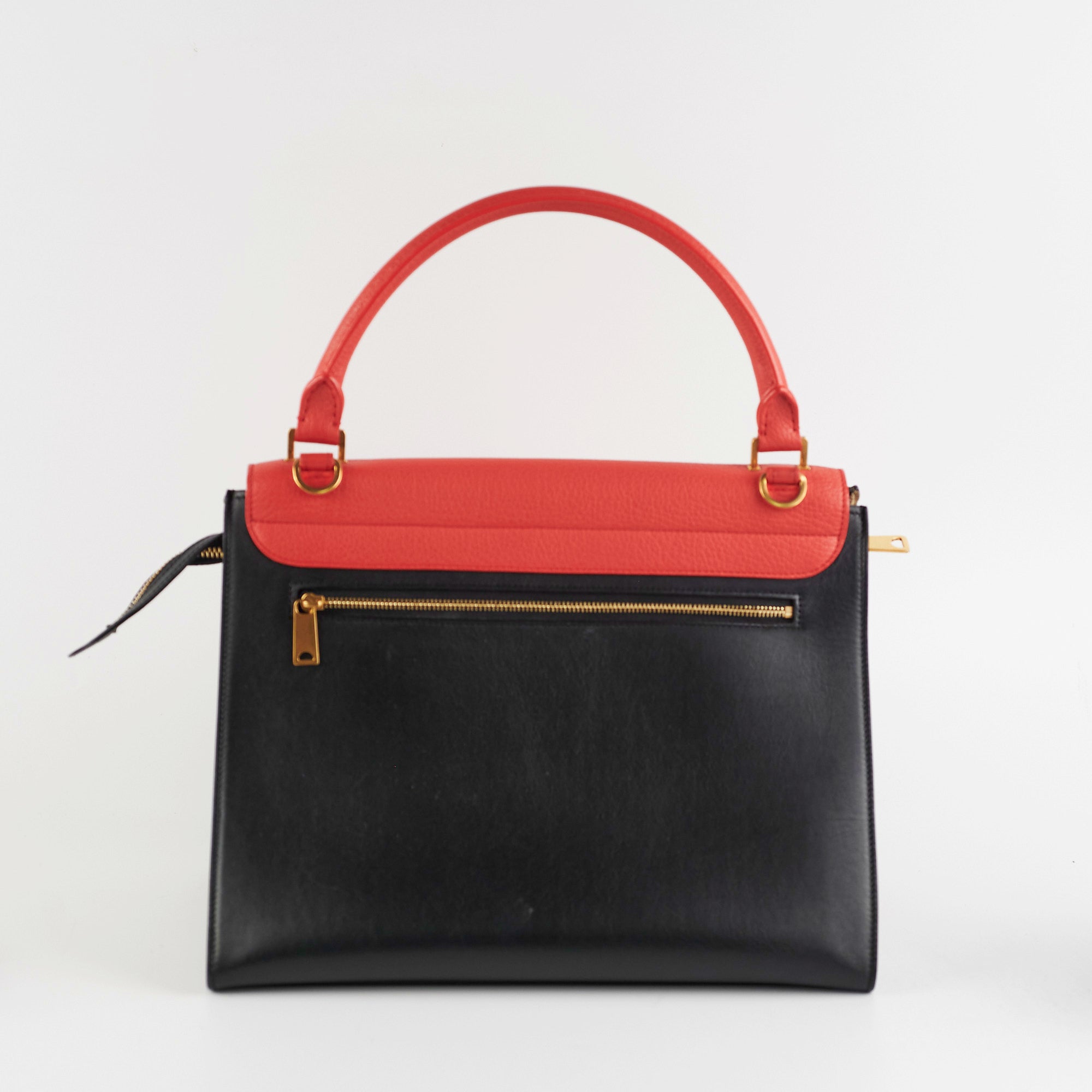Celine Trapeze Small Handbag in Coral & Black - Elegant Crossbody Bag for Women | Perfect for Work, Travel & Evening Events