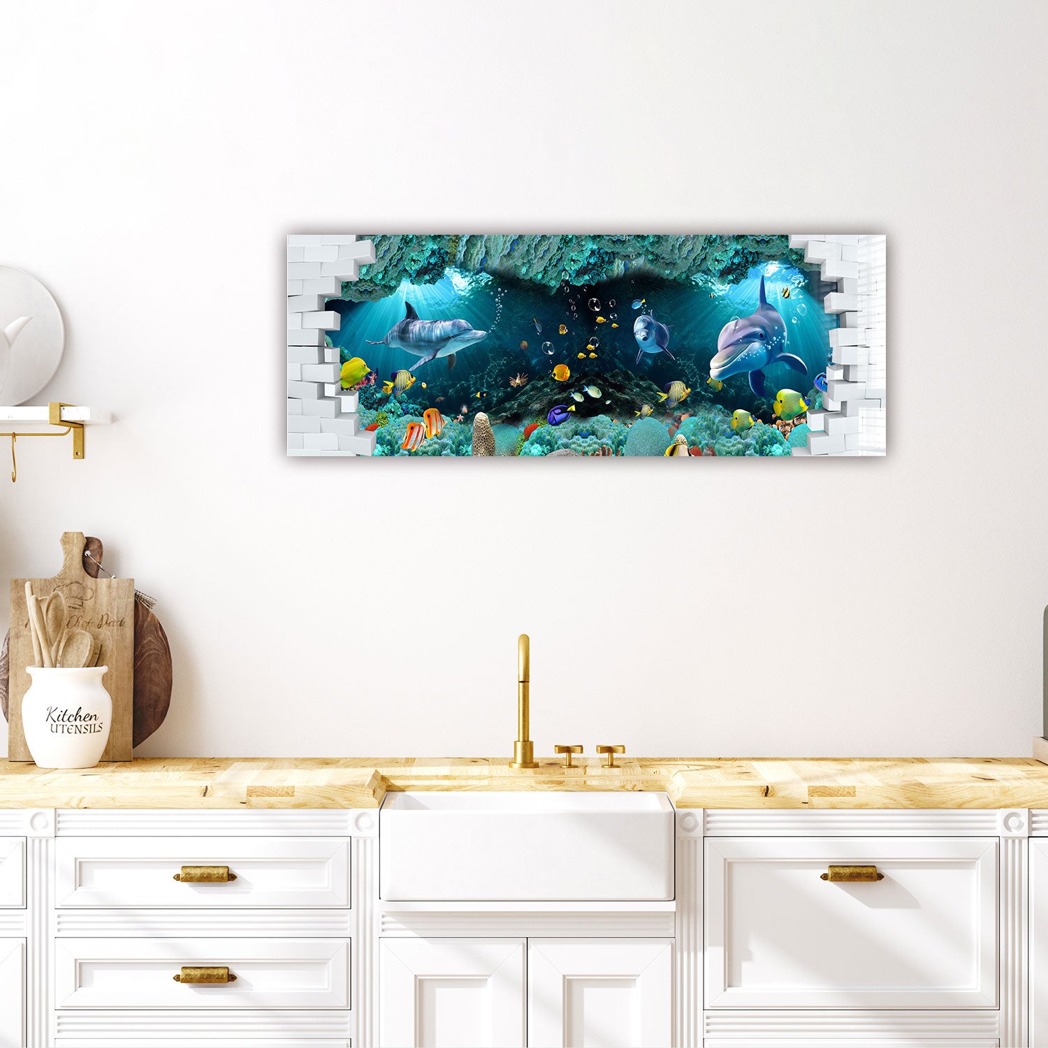 Under The Sea Panoramic Wall Art - Stunning Ocean View Decor for Living Room, Bedroom & Office - Perfect for Coastal & Nautical Theme Interiors