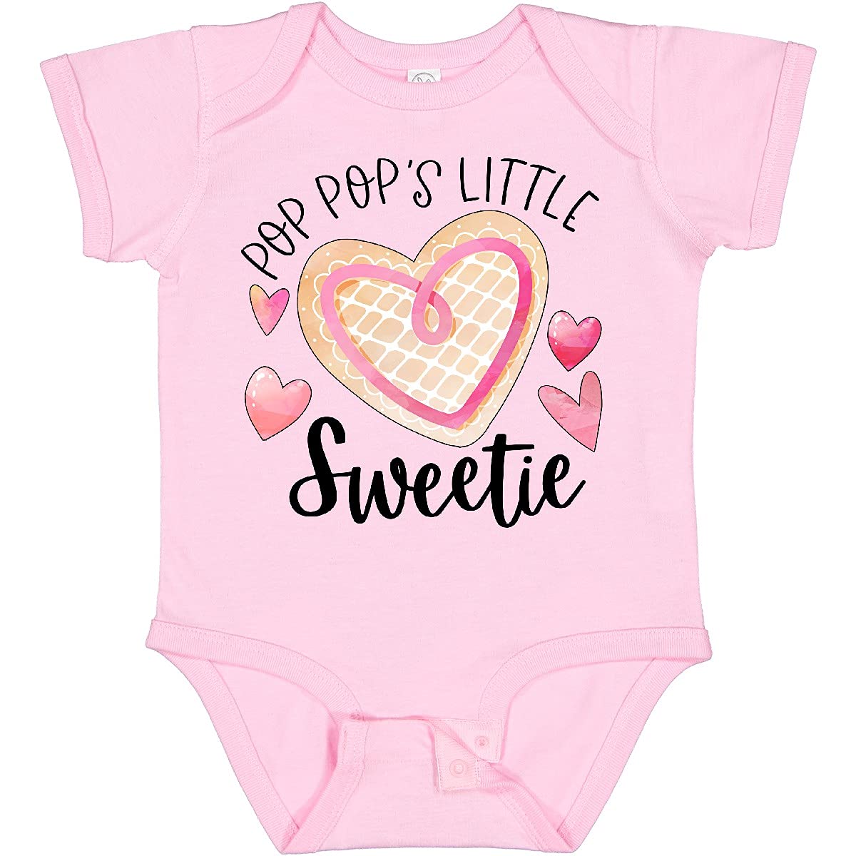 Inktastic Pop Pop's Little Sweetie Pink Heart Cookie Baby Bodysuit - Soft Cotton Onesie for Newborns, Infants & Toddlers - Perfect for Family Photos, Holidays & Special Occasions