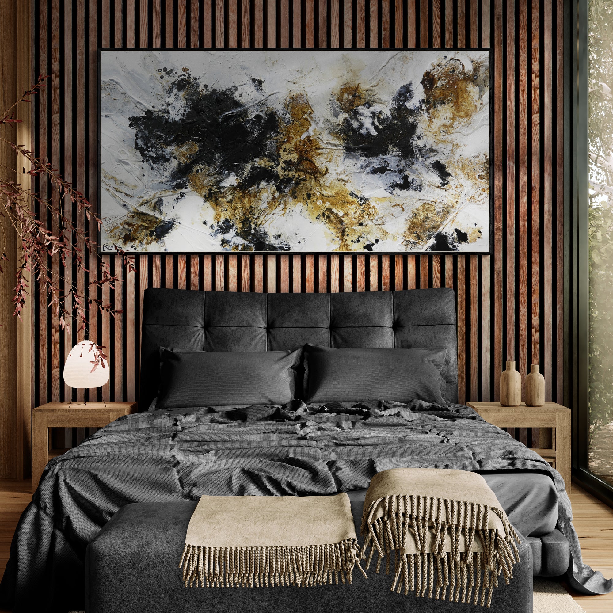Lunar Edge 190cm x 100cm Rustic Textured Abstract Wall Art Painting - Modern Home Decor for Living Room, Bedroom & Office