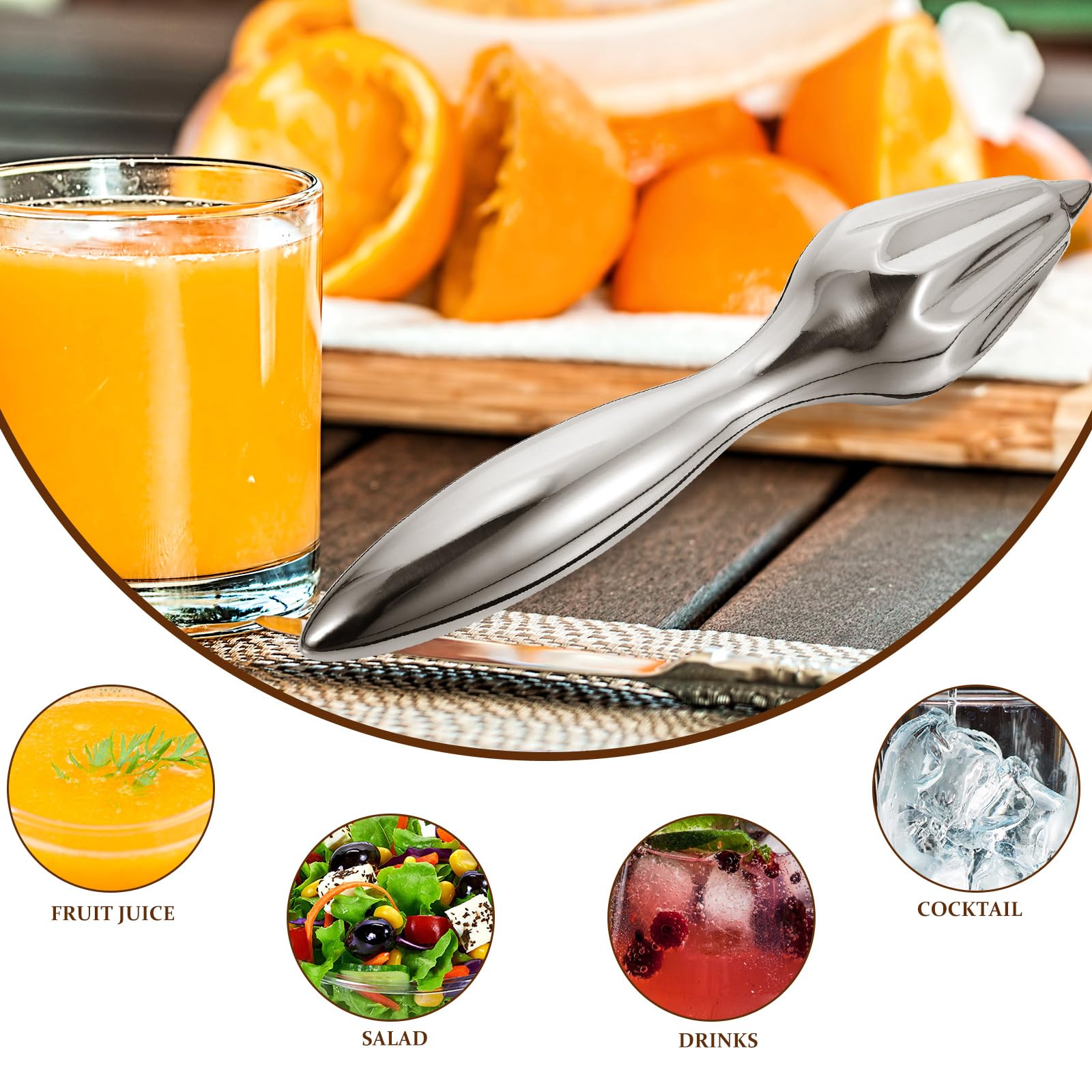 HEMOTON Stainless Steel Lemon Reamer - Manual Citrus Juicer for Lemon, Lime, Grapefruit & Pomegranate - Durable Fruit Squeezer for Fresh Juice at Home, Bars & Restaurants