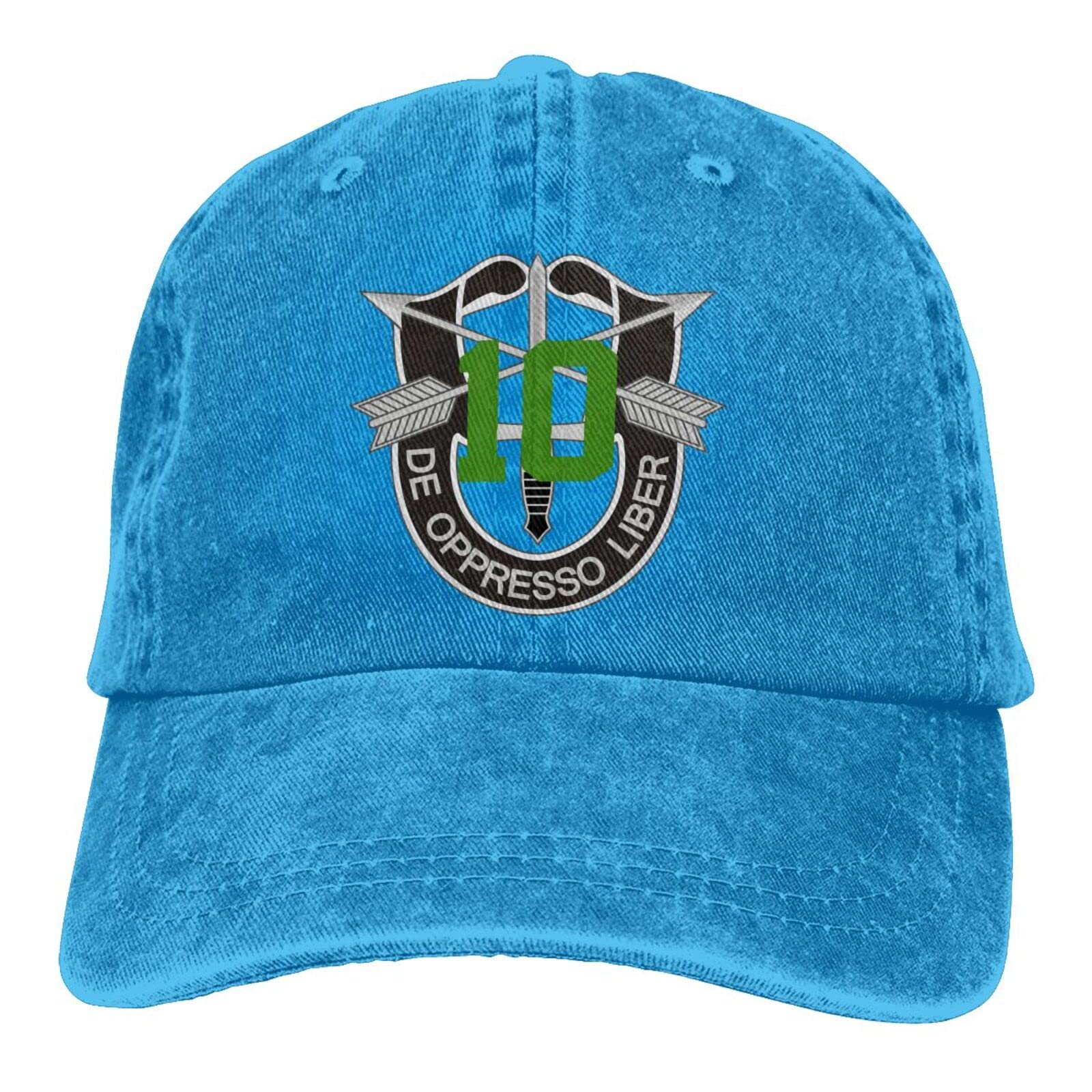 10th Special Forces Group SPG Unisex Denim Baseball Cap - Military Style Sandwich Hat for Outdoor, Hiking & Casual Wear