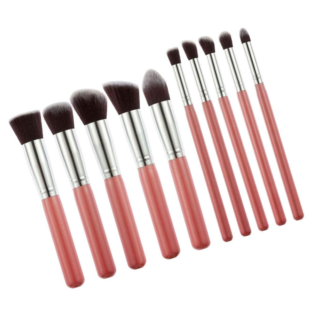 10-Piece Mini Makeup Brush Set for Women & Girls - Soft Pink Cosmetic Brushes for Eyeshadow, Blending, Foundation & More - Perfect for Travel & Professional Makeup Kits