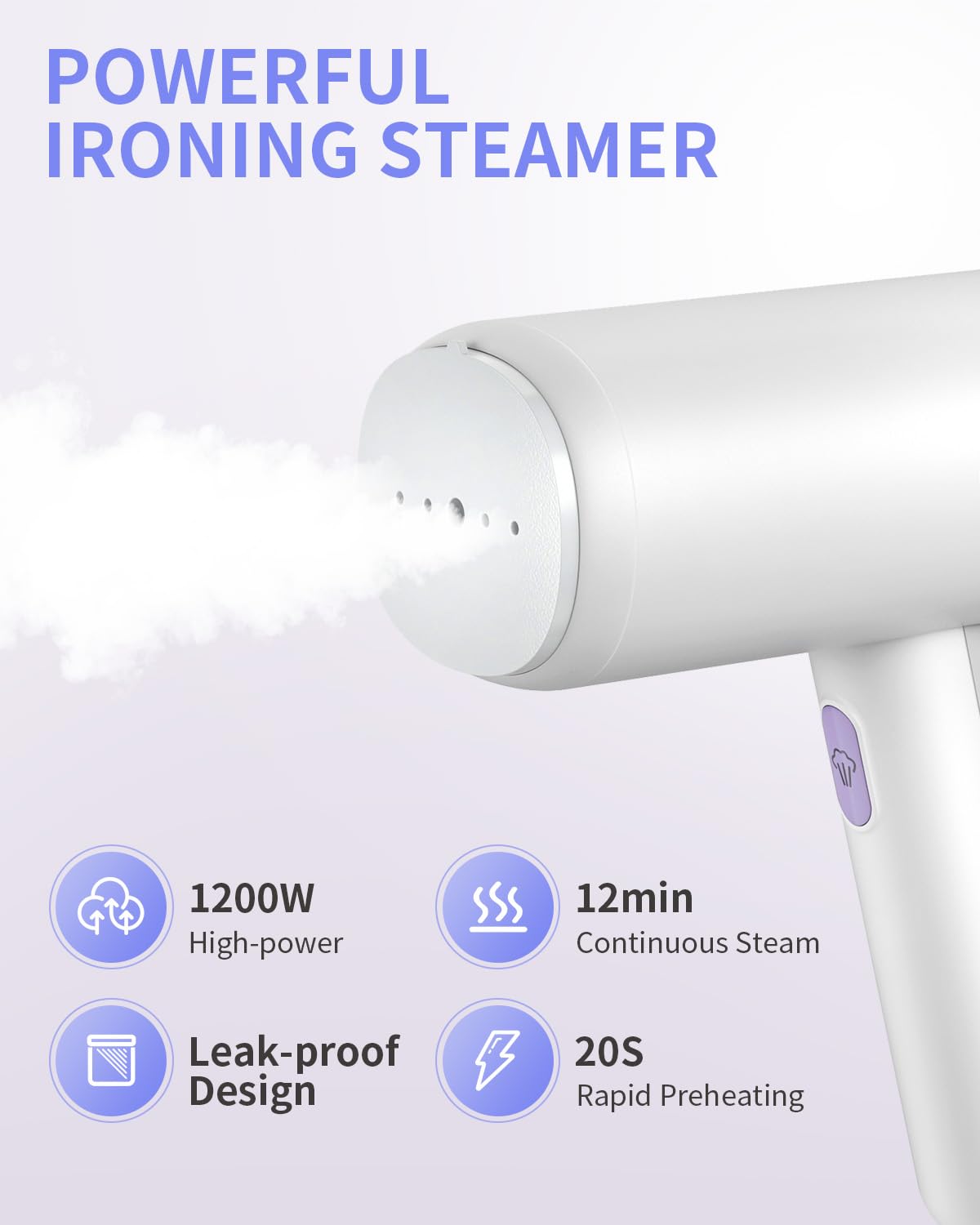 CLEVAST 1200W Portable Handheld Steamer for Clothes - Foldable Travel Garment Steamer with 20-Second Fast Heat-Up, 150ml Fabric Wrinkle Remover & Brush - Perfect for Home, Office, Travel & Suitcase Packing (120V Only)