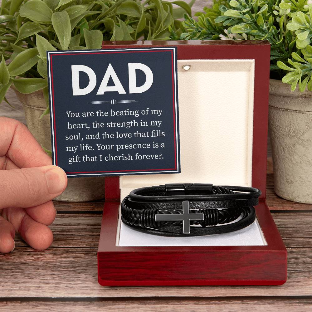 Stylish Leather Cross Bracelet for Dad - Perfect Father's Day, Birthday & Christmas Gifts - Ideal for Daily Wear & Special Occasions