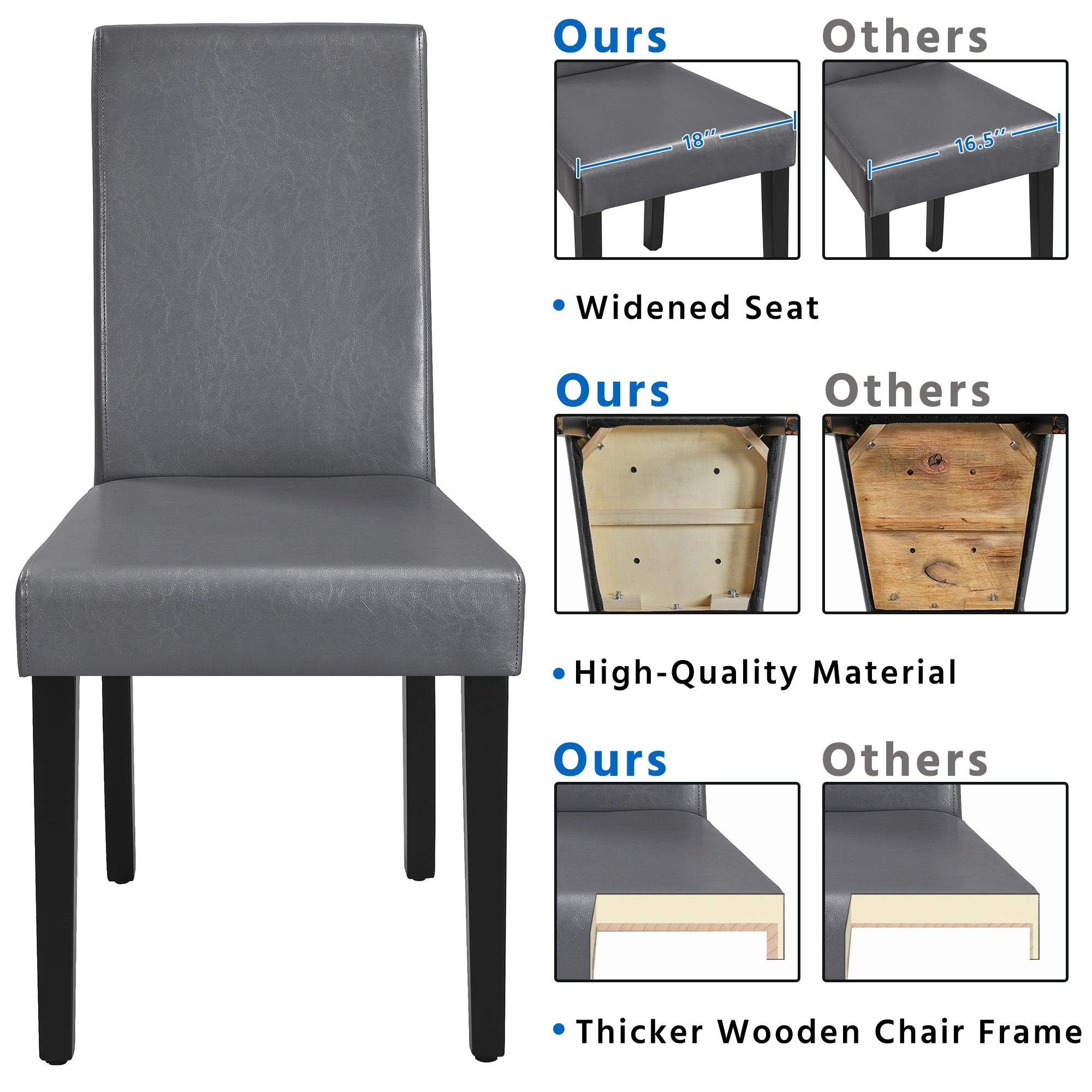 Topeakmart High Back Padded Dining Chairs with Rubber Wood Legs - Comfortable Kitchen Chairs for Home & Restaurants (Gray) | Perfect for Dining Rooms, Kitchens, and Small Spaces