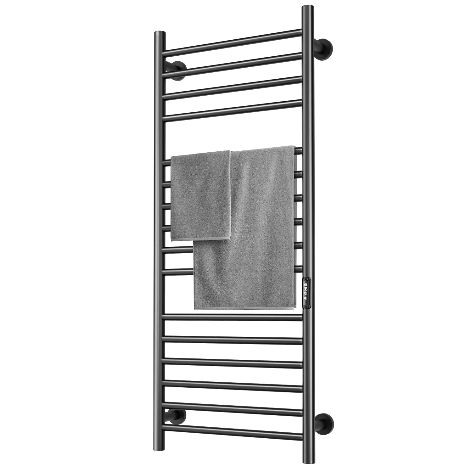 Premium 16-Bar Electric Towel Warmer & Heater Rack - Stainless Steel Wall-Mounted Bathroom Towel Dryer with Timer & Smart Temperature Control - Perfect for Spa, Luxury Bathrooms & Cold Weather Comfort (Black)