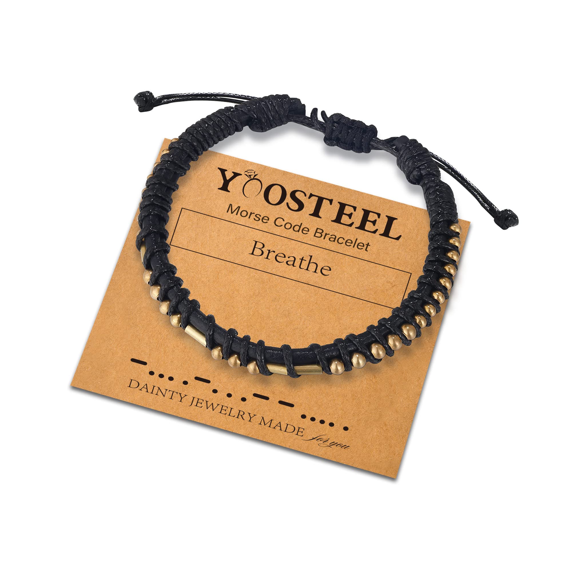 Yoosteel Adjustable Leather Morse Code Bracelets for Women & Men - Inspirational Birthday & Friendship Jewelry Gifts - Perfect for Daily Wear, Special Occasions & Meaningful Presents