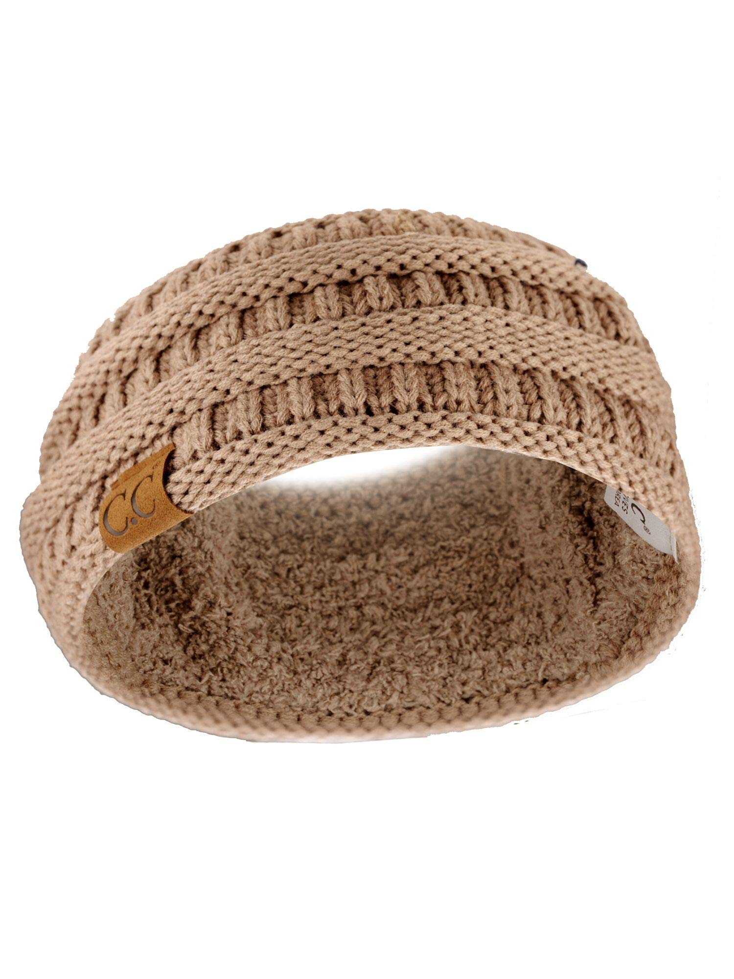 Soft Stretch Winter Warm Cable Knit Fuzzy Lined Ear Warmer Headband for Women & Men - Cozy Cold Weather Accessory for Skiing, Snowboarding & Outdoor Activities