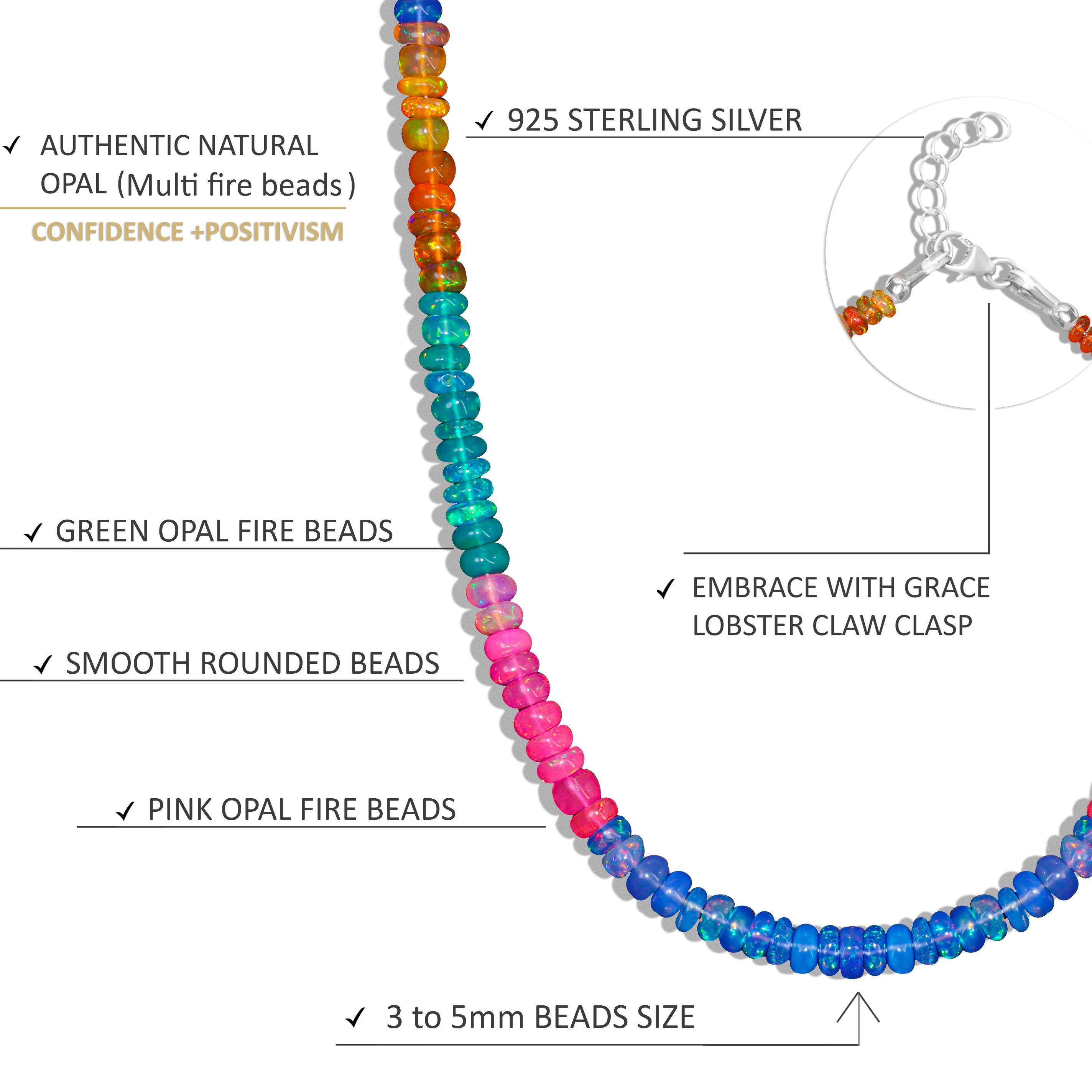Natural Multicolor Opal Beaded Necklace for Women - Elegant Handmade Jewelry Gift for Birthday, Anniversary & Special Occasions