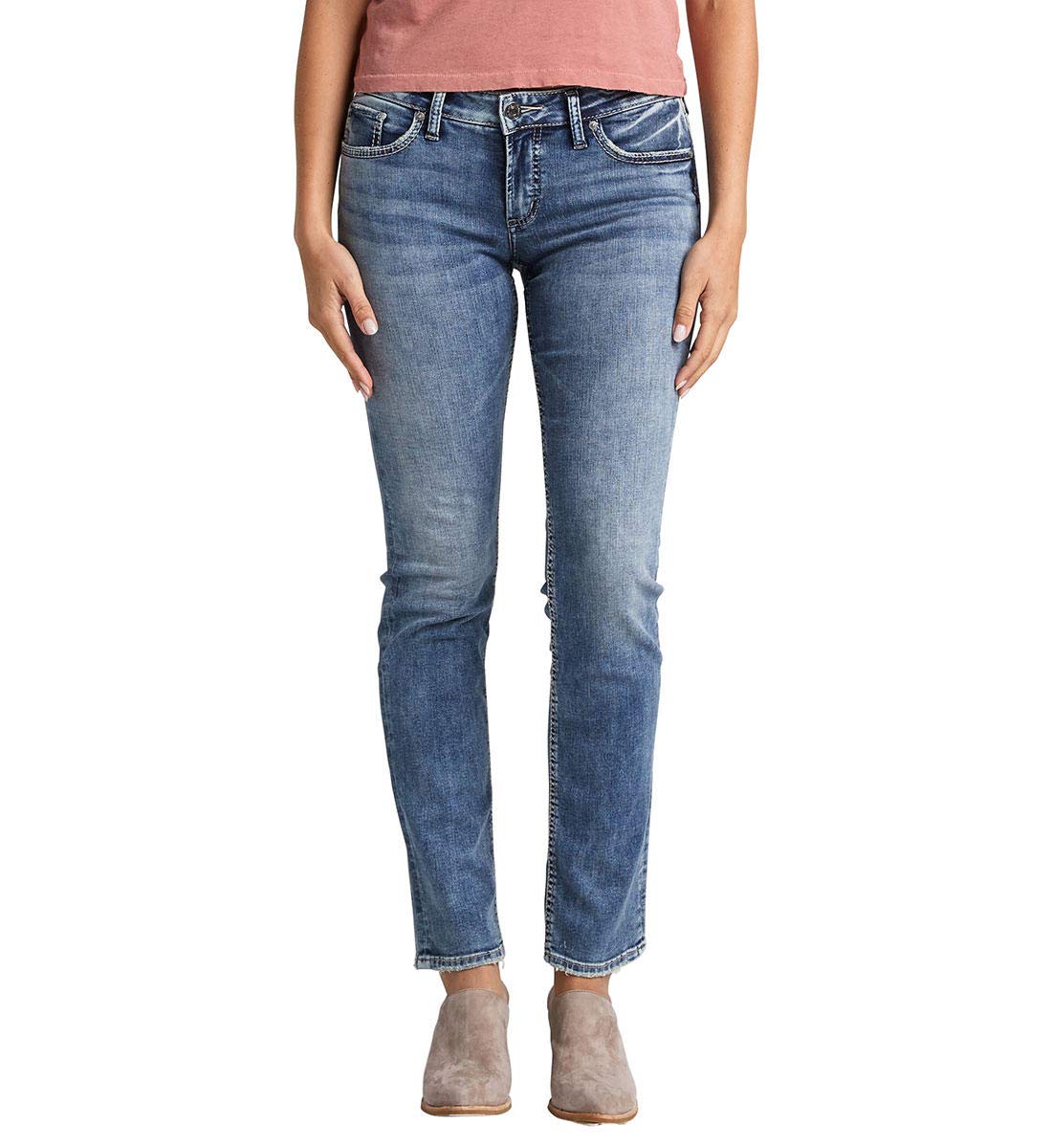 Silver Jeans Co. Women's Suki Mid Rise Straight Leg Jeans - Comfortable & Stylish Denim Pants for Casual Wear, Office & Everyday Outfits
