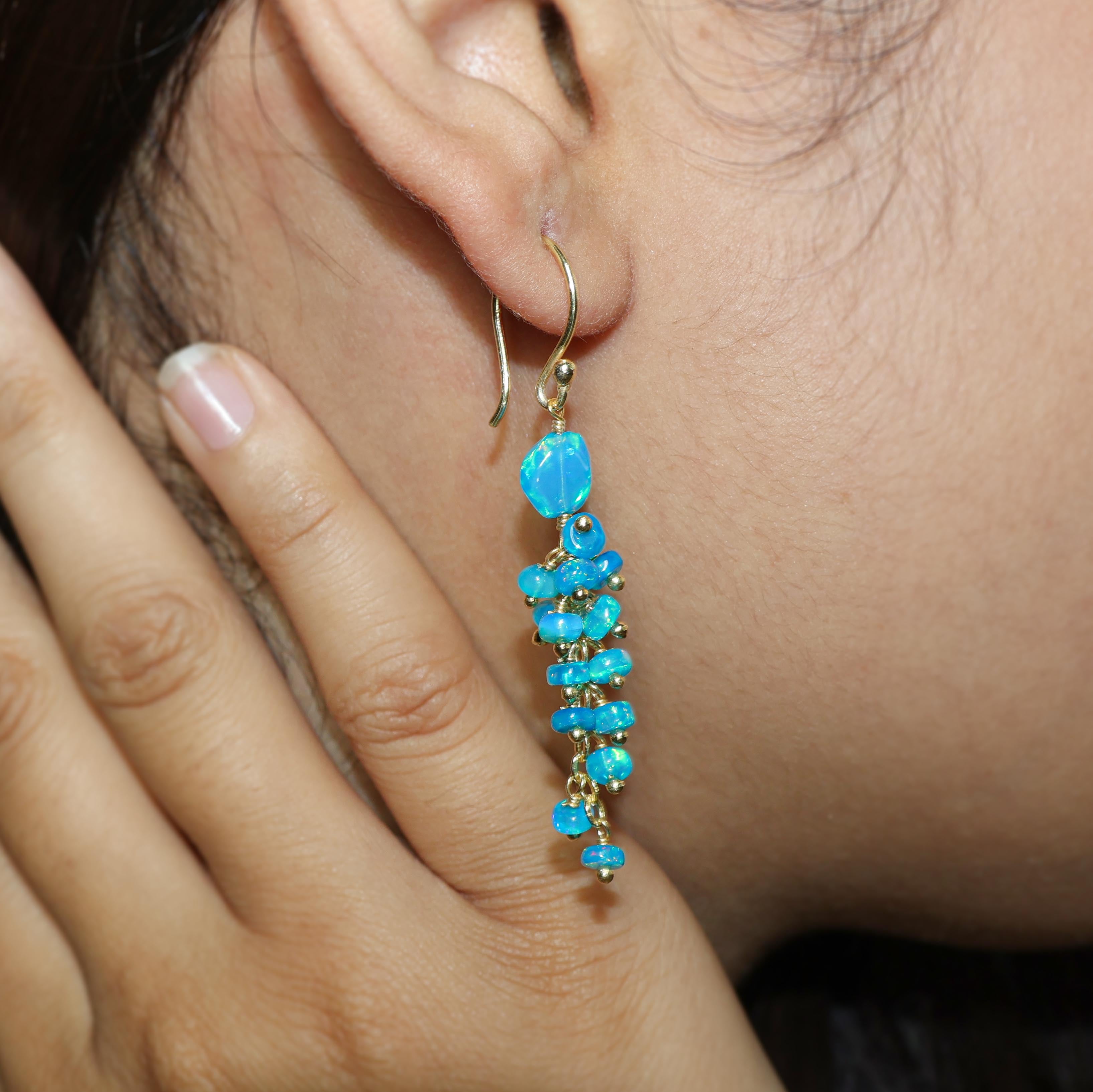 Paraiba Opal Handmade Drop and Dangle Earrings - Elegant Bohemian Jewelry for Women | Perfect for Weddings, Parties & Special Occasions