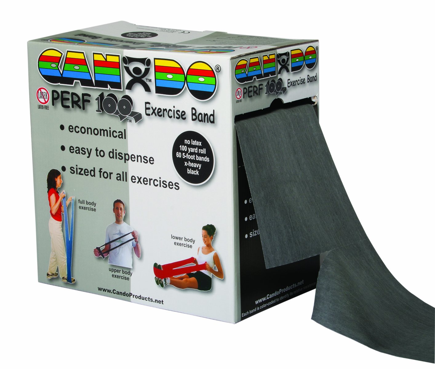 Cando Exercise Band 100 Yard Perforated Roll - Latex-Free X-Heavy Resistance Band for Upper & Lower Body Workouts - Perfect for Strength Training, Physical Therapy, and Home Gym Fitness
