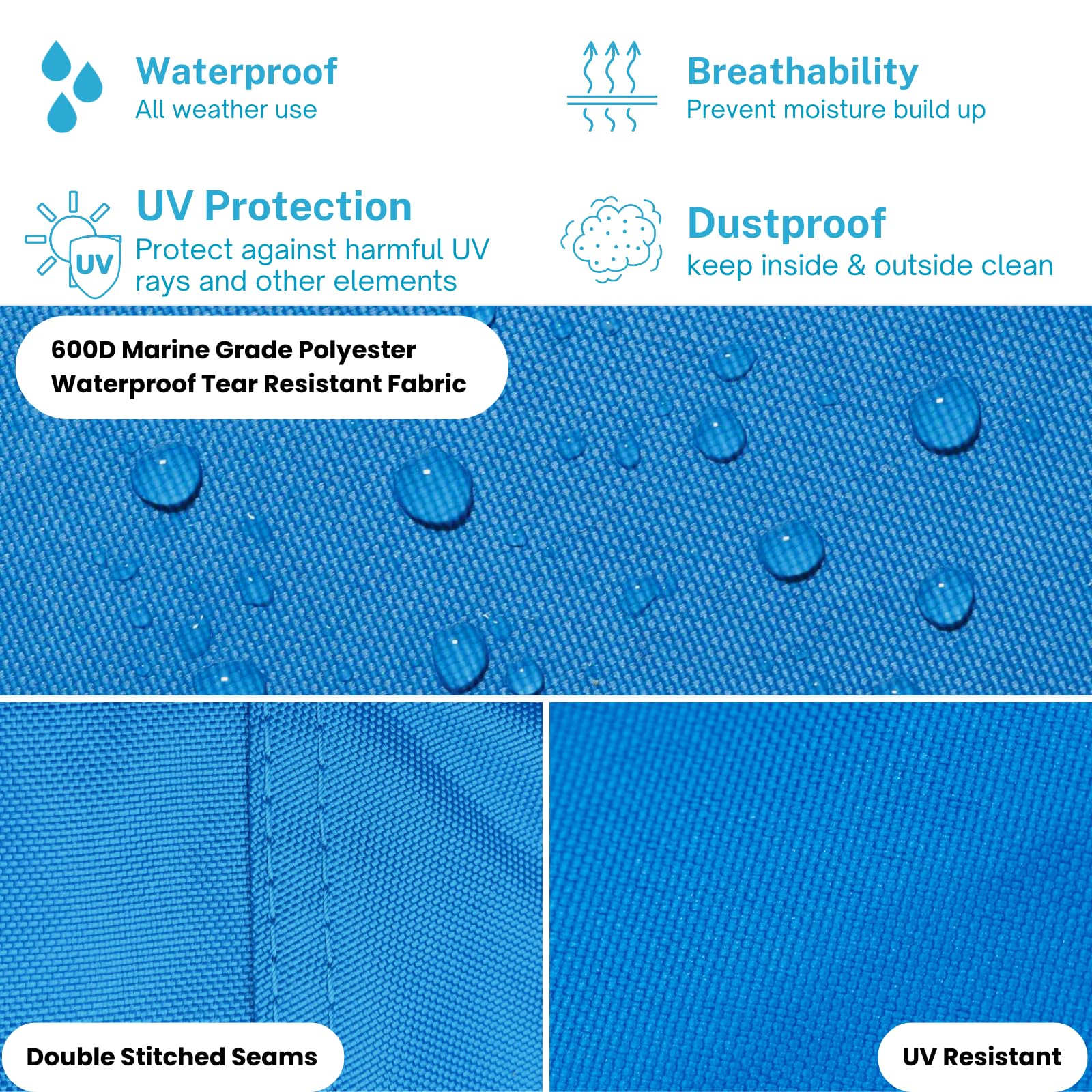 Heavy Duty 600D Polyester Waterproof Pontoon Boat Cover - Marine Grade Trailerable Deck Cover for 14ft to 17ft Boats (96