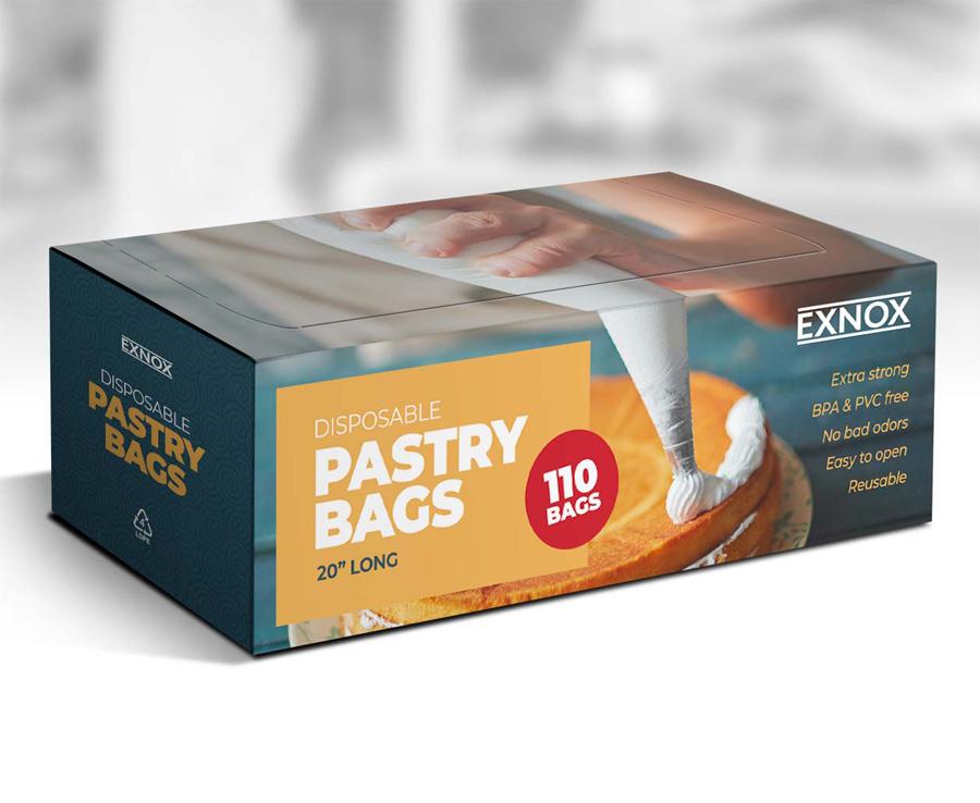Exnox 110 Disposable Pastry Bags - Pack of 20 | Premium Baking & Cake Decorating Supplies for Home Bakers & Professional Chefs | Perfect for Icing, Piping, and Dessert Making