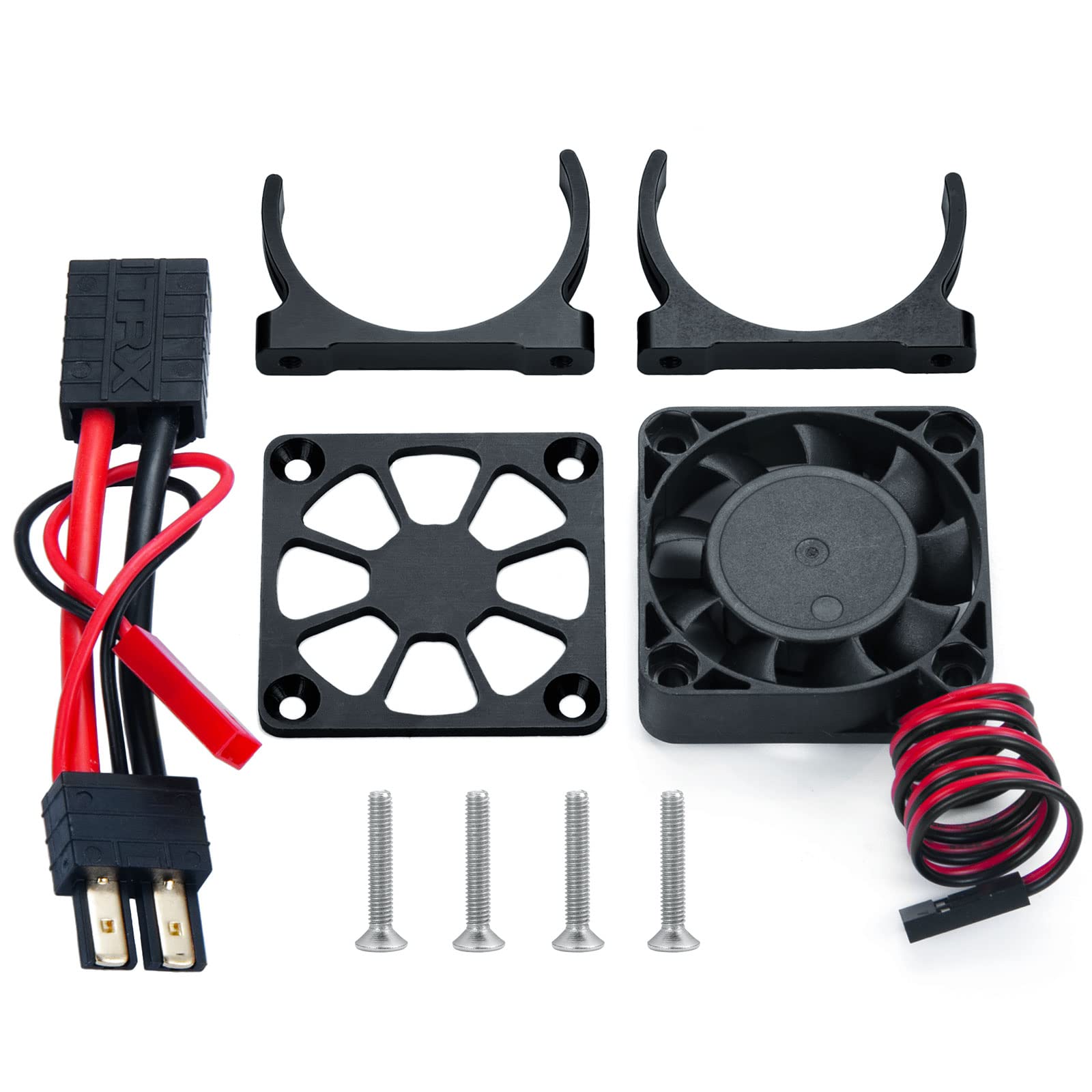 40mm RC Cooling Fan with Heat Sink for TRX4 Upgrades - Compatible with 540/550 Motors - Black - Perfect for Off-Road RC Cars & High-Performance Motor Cooling