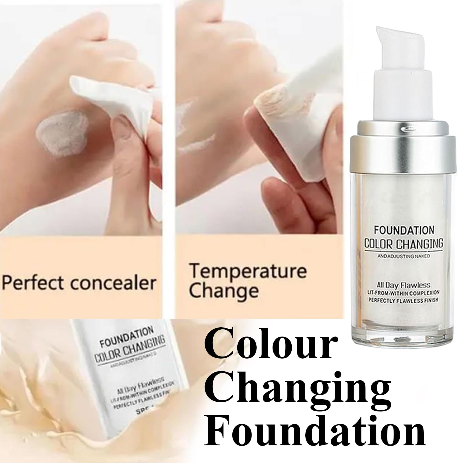 Best Color Changing Liquid Foundation for Mature Skin - Adjusts to Perfect Shade, Hydrating & Anti-Aging Formula (1 Piece) - Ideal for Daily Makeup & Special Occasions