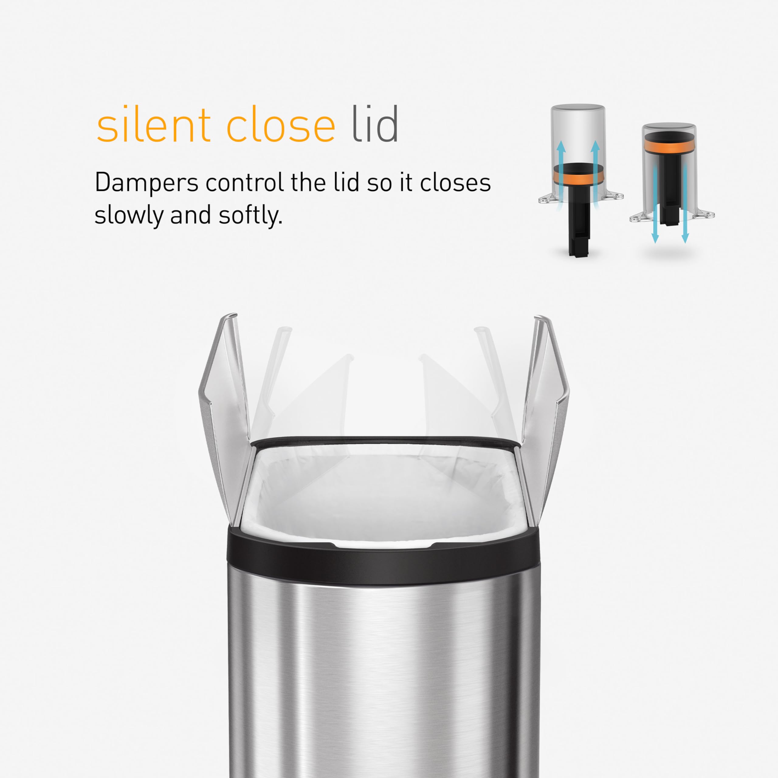 SimpleHuman 30 Liter / 8 Gallon Butterfly Lid Step Trash Can, Brushed Stainless Steel Kitchen Waste Bin for Home, Office & Restaurant Use