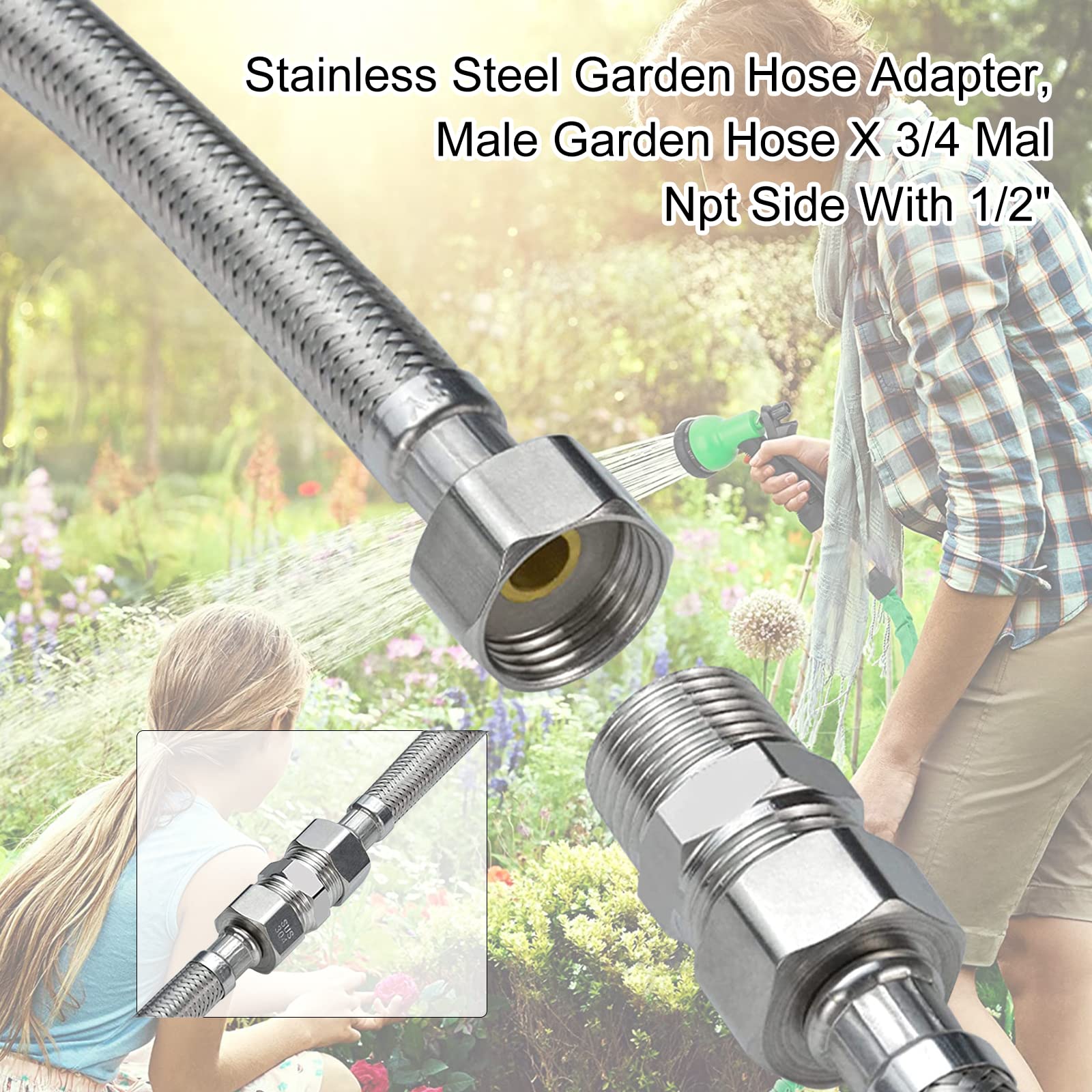 Premium Stainless Steel Garden Hose Adapter - 3/4