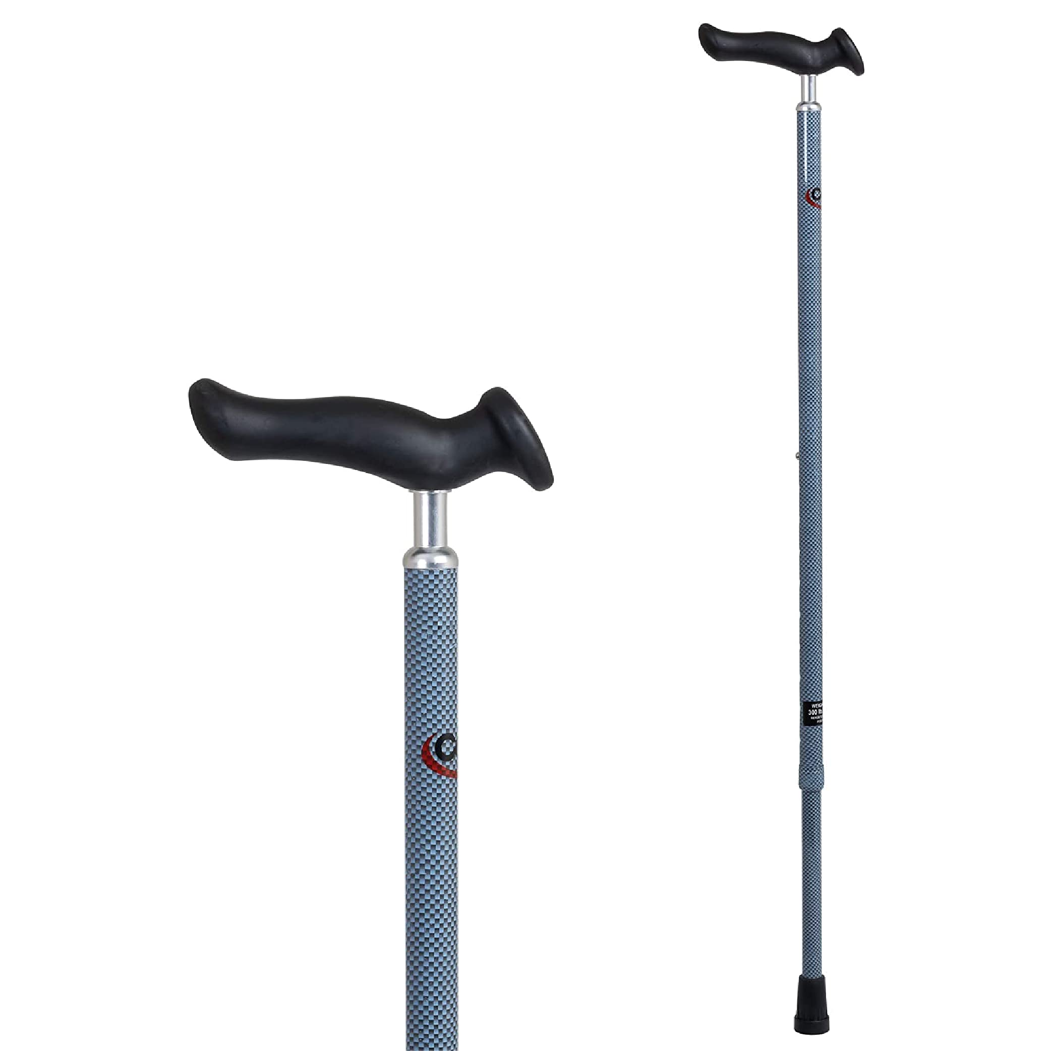 Carex Health Brands Ergonomic Comfort Walking Cane with Extra Cushioned Grip - Light Gray (FGA51100 0000) | Ideal for Seniors & Mobility Support for Daily Walks & Outdoor Activities