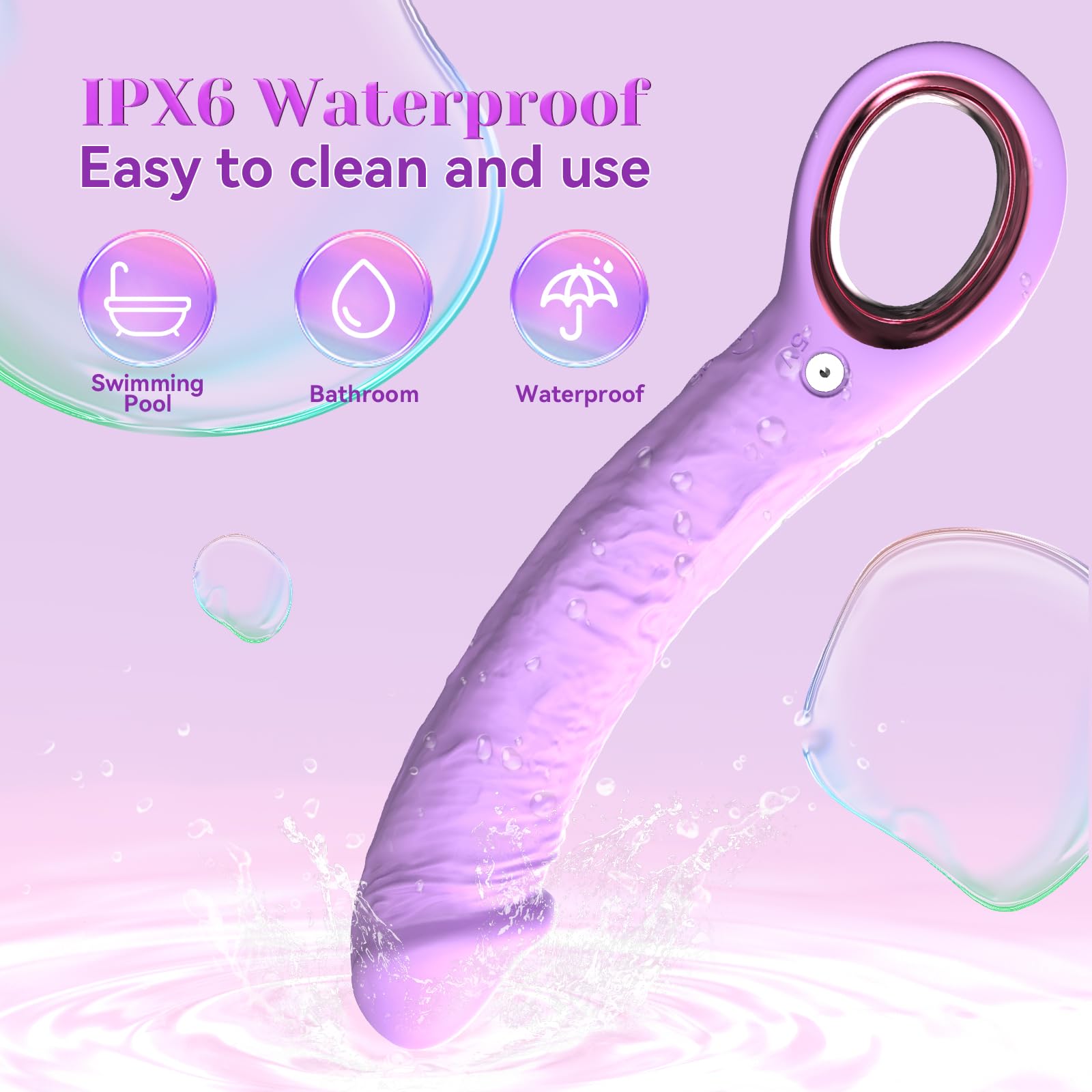 7.8 Inch Realistic G Spot Vibrator with 10 Powerful Vibration Modes - Waterproof Silicone Dildo for Women - Purple Adult Sex Toy for Solo Play & Couples Intimacy - Perfect for Clitoral Stimulation & G Spot Pleasure