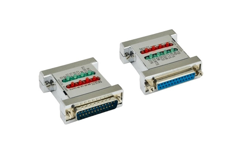 RS 232 Serial Loopback Tester with Green/Red LED Indicators - DB25 Male to Female Connector (1 Pack) - Perfect for Network Testing, Hardware Debugging & IT Maintenance