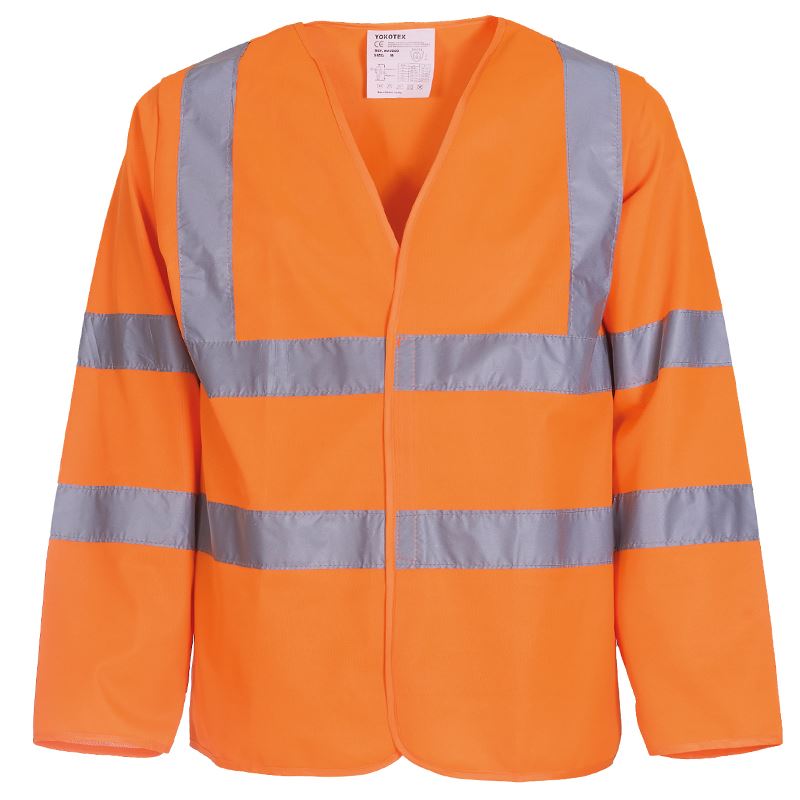 YK007 High Visibility Long Sleeve Safety Vest HVJ200 - Reflective Workwear for Construction, Road Workers & Nighttime Outdoor Activities