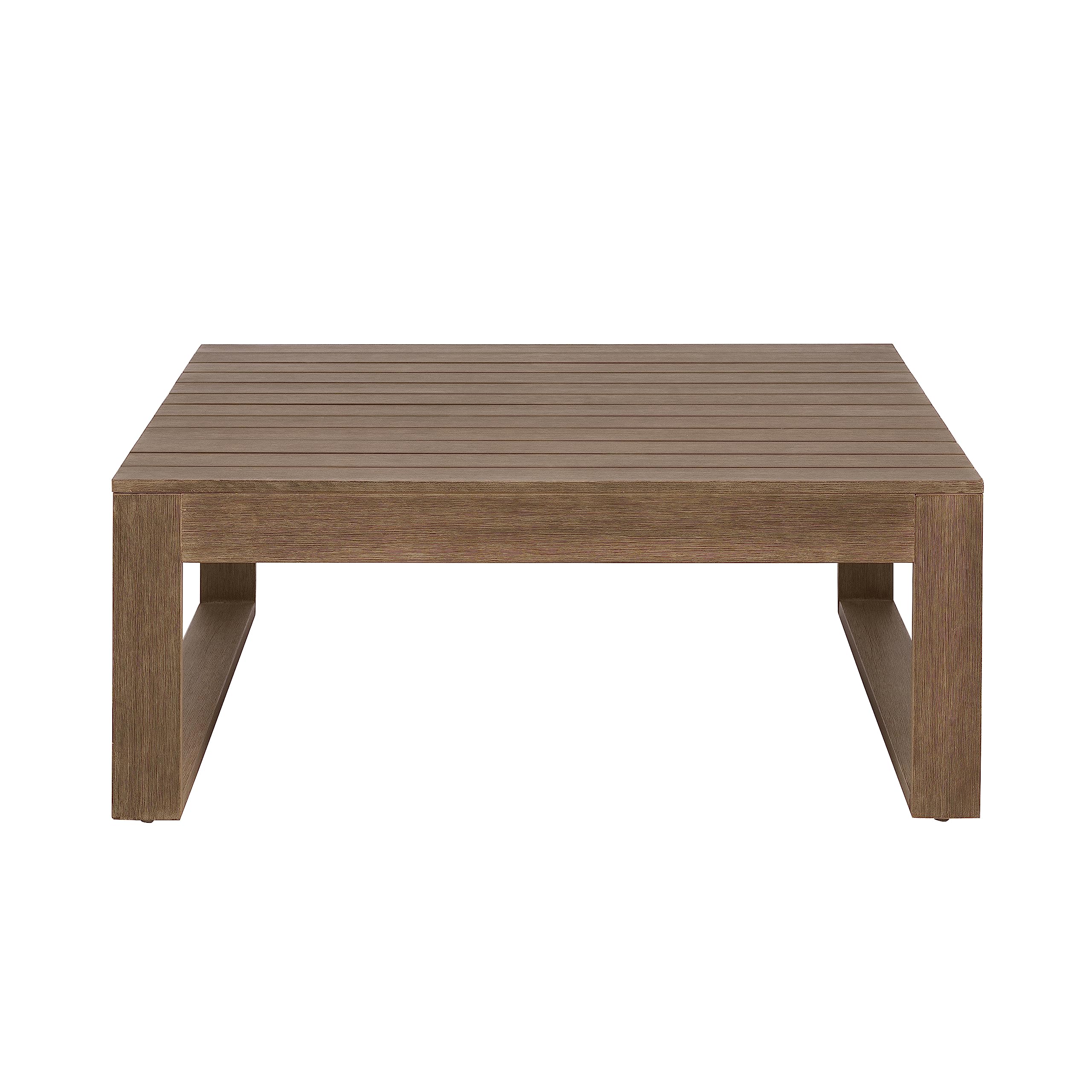 Linon Natural Silas Oversized Eucalyptus Outdoor Coffee Table - Weather-Resistant Patio Furniture for Garden, Poolside & Backyard Decor