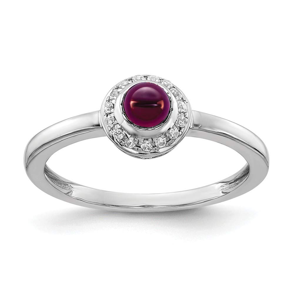 14K White Gold Diamond & Rhodolite Garnet Engagement Ring - 0.075 CTTW, Vintage Inspired Solitaire Ring for Women, Perfect for Proposals, Anniversaries & Special Occasions
