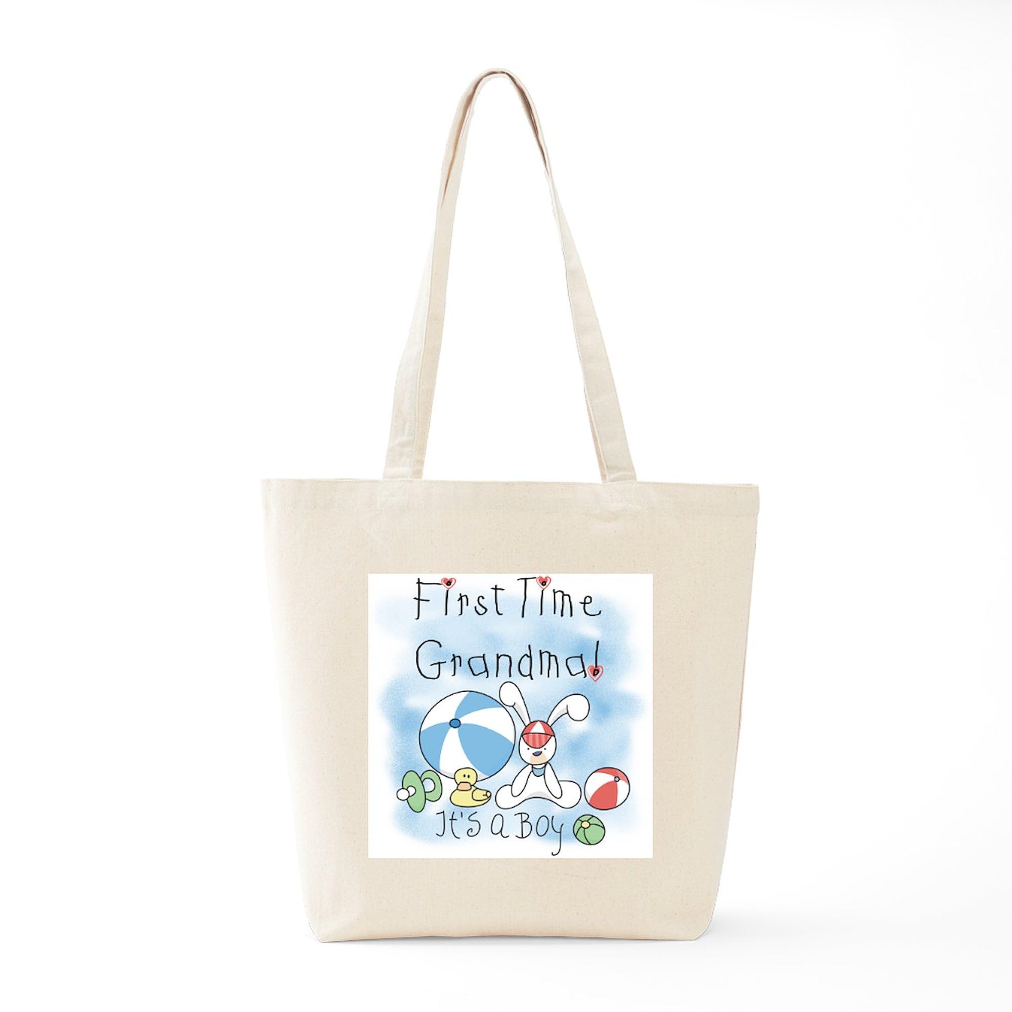 Grandma Baby Boy Tote Bag - Natural Canvas Reusable Shopping Bag for Baby Showers, Diaper Essentials & Groceries | Eco-Friendly Gift for New Moms