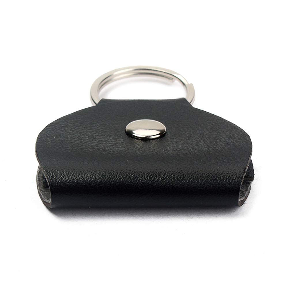 EXCEART Black Leather Guitar Keychain with Plectrum Holder - Music Accessories for Bass, Ukulele, and Guitar - Perfect for Musicians, Guitarists, and Music Lovers (Black) - Great for Gigs, Practice, and Travel