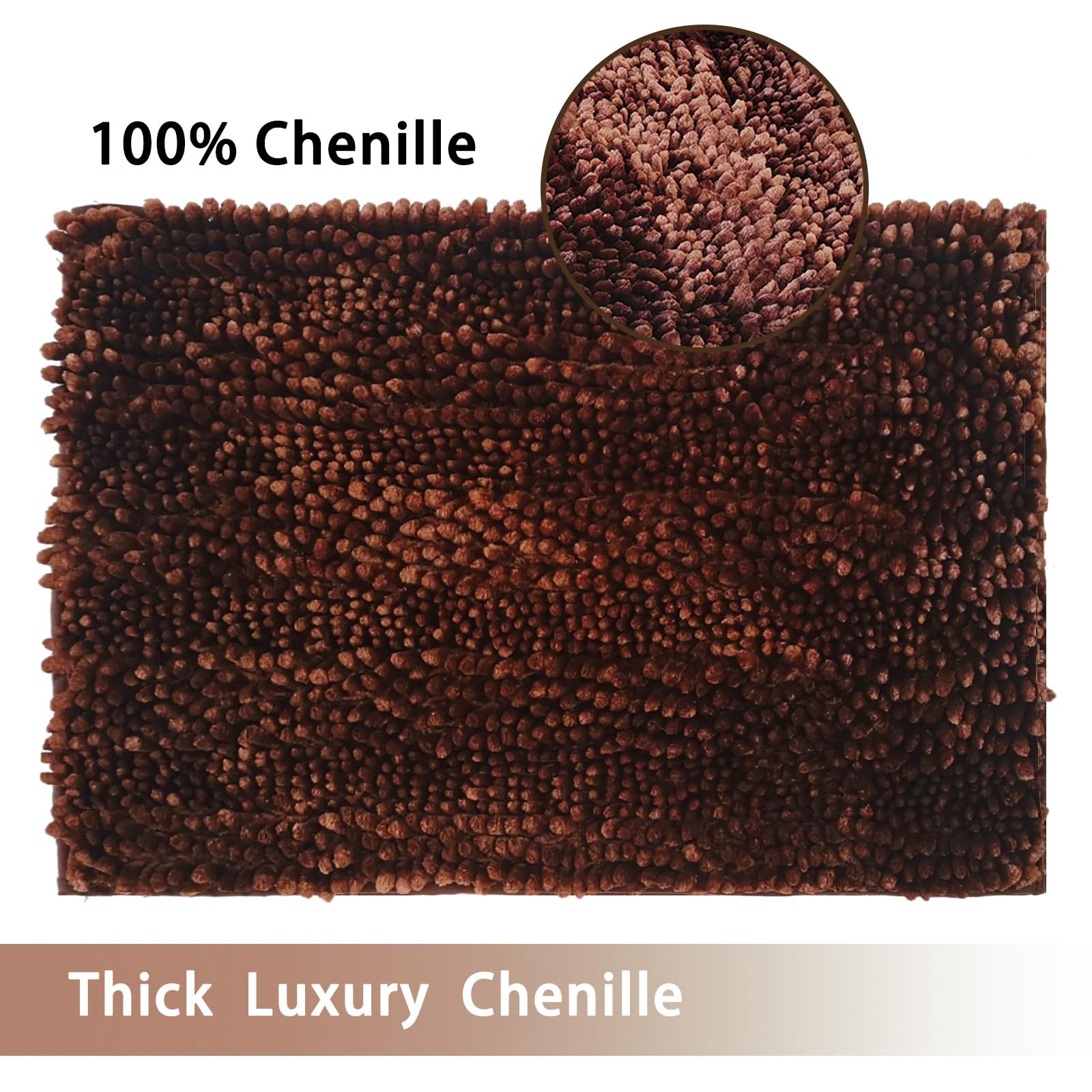 Non-Slip Chenille Bathroom Rug Set - 2 Piece Soft Washable Bath Mats (31x20 & 24x16 Inch) for Bathroom Safety & Comfort - Perfect for Bathroom, Shower, and Vanity Areas