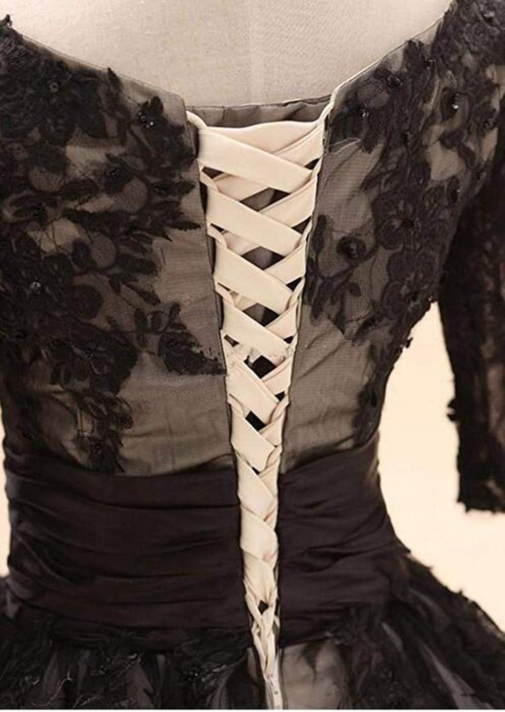 Emanni Women's A-Line Applique Formal Evening Dress for Wedding, Prom & Ball Gown - Elegant Long Sleeve Gown for Special Occasions, Parties & Black Tie Events