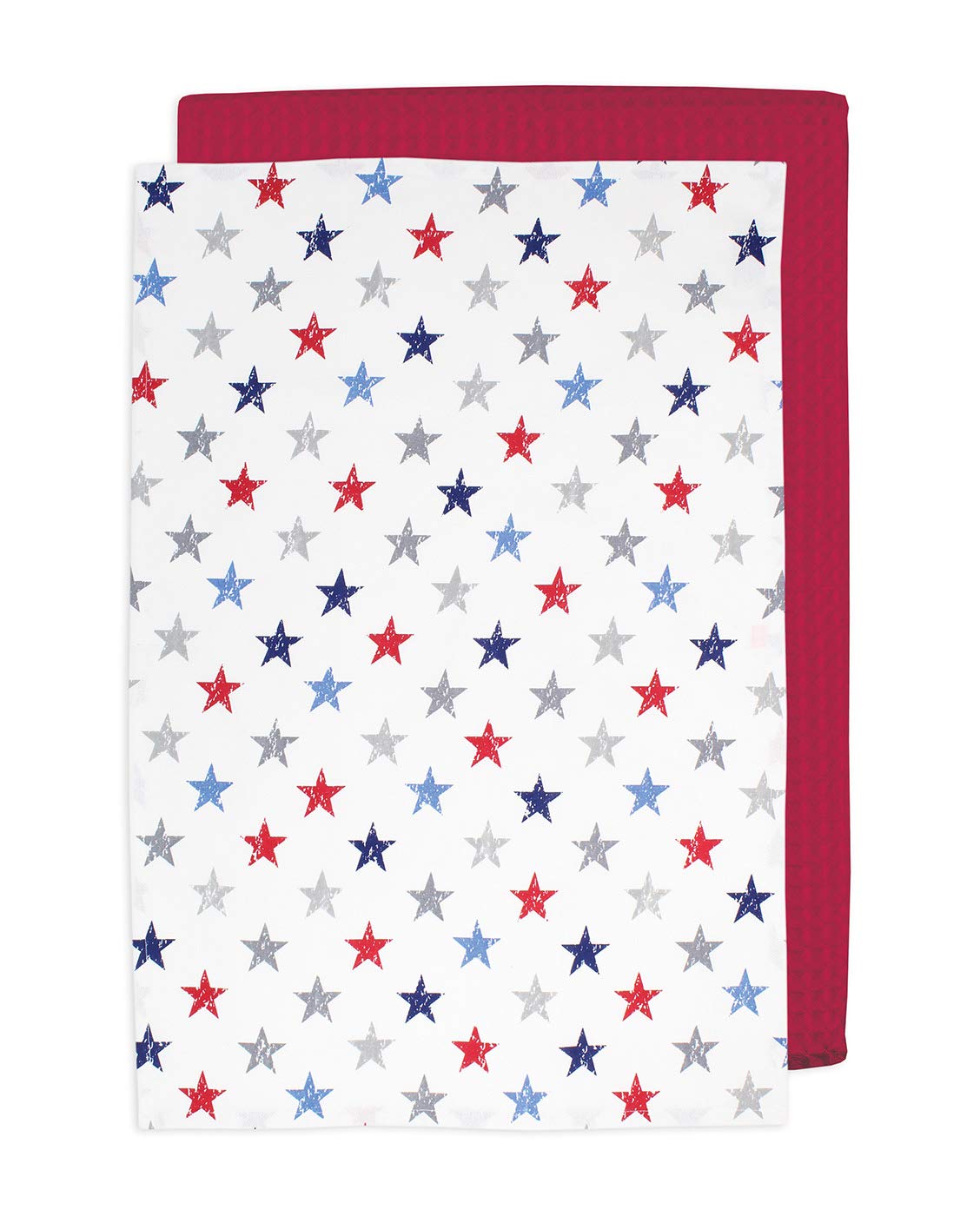MU Kitchen Designer Print Kitchen Towel Set of 2 - Star Pattern Cotton Dish Towels for Drying Hands & Dishes - Perfect for Cooking, Baking & Kitchen Decor