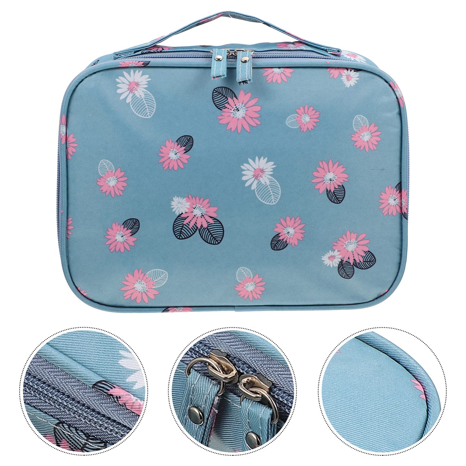 Minkissy Waterproof Travel Makeup Bag - Large Capacity Cosmetic Organizer with Brush Holder for Women, Portable Toiletry Pouch for Vacation, Gym, Camping & Airplane Carry-On (1 Pack, Polyester)